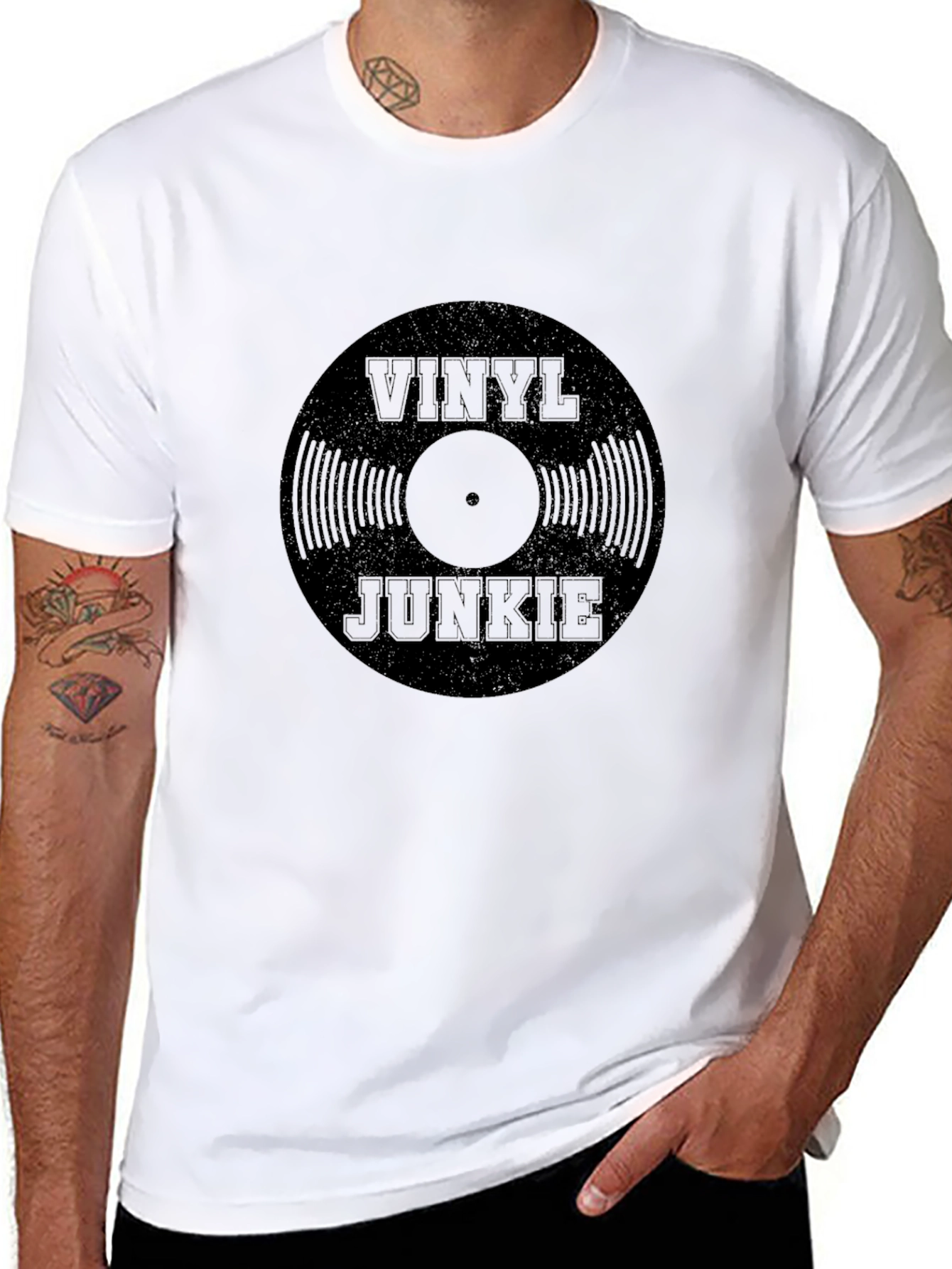 Vinyl Junkie Black Graphic T-Shirt