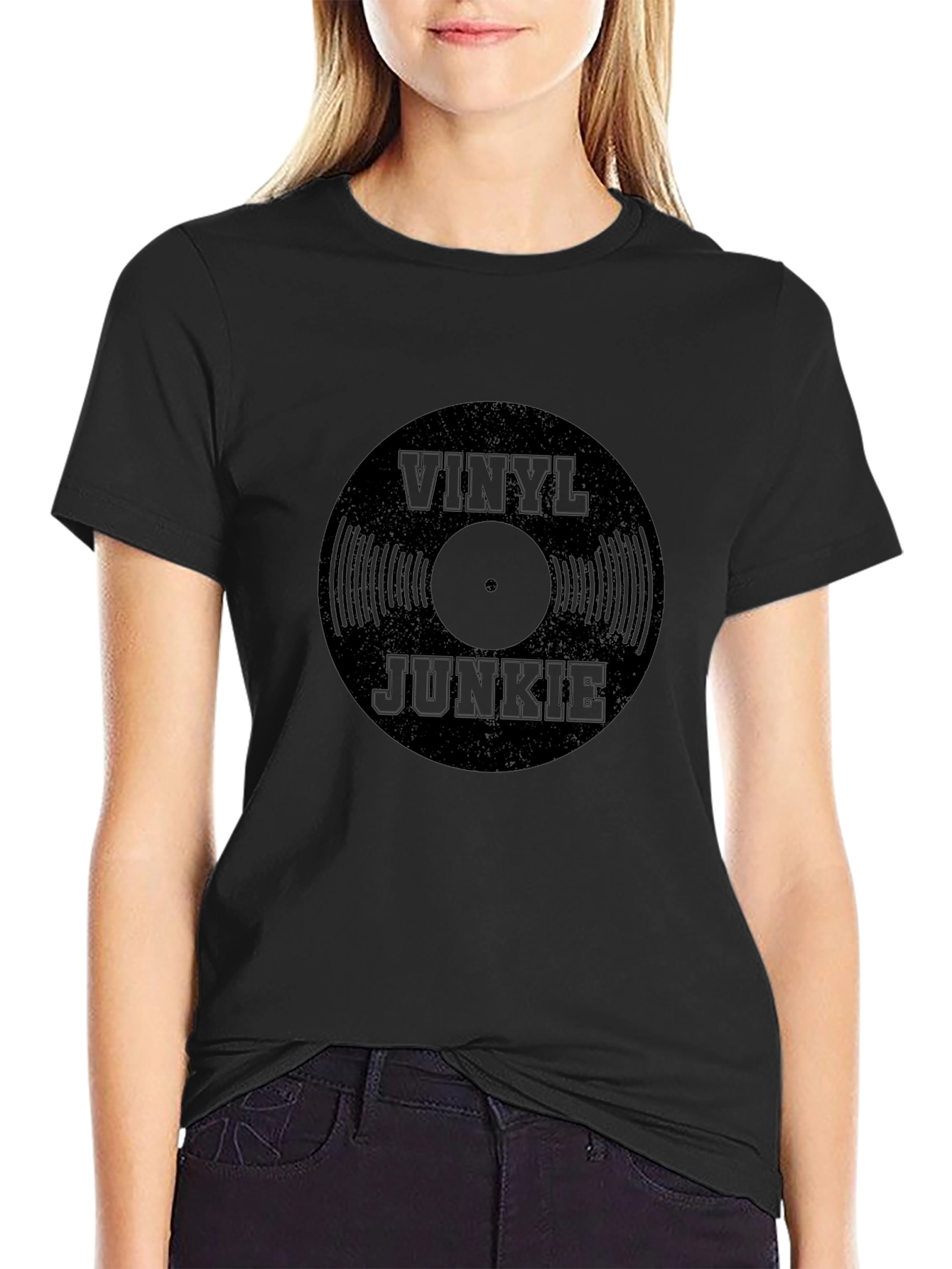 Vinyl Junkie Black Graphic T-Shirt