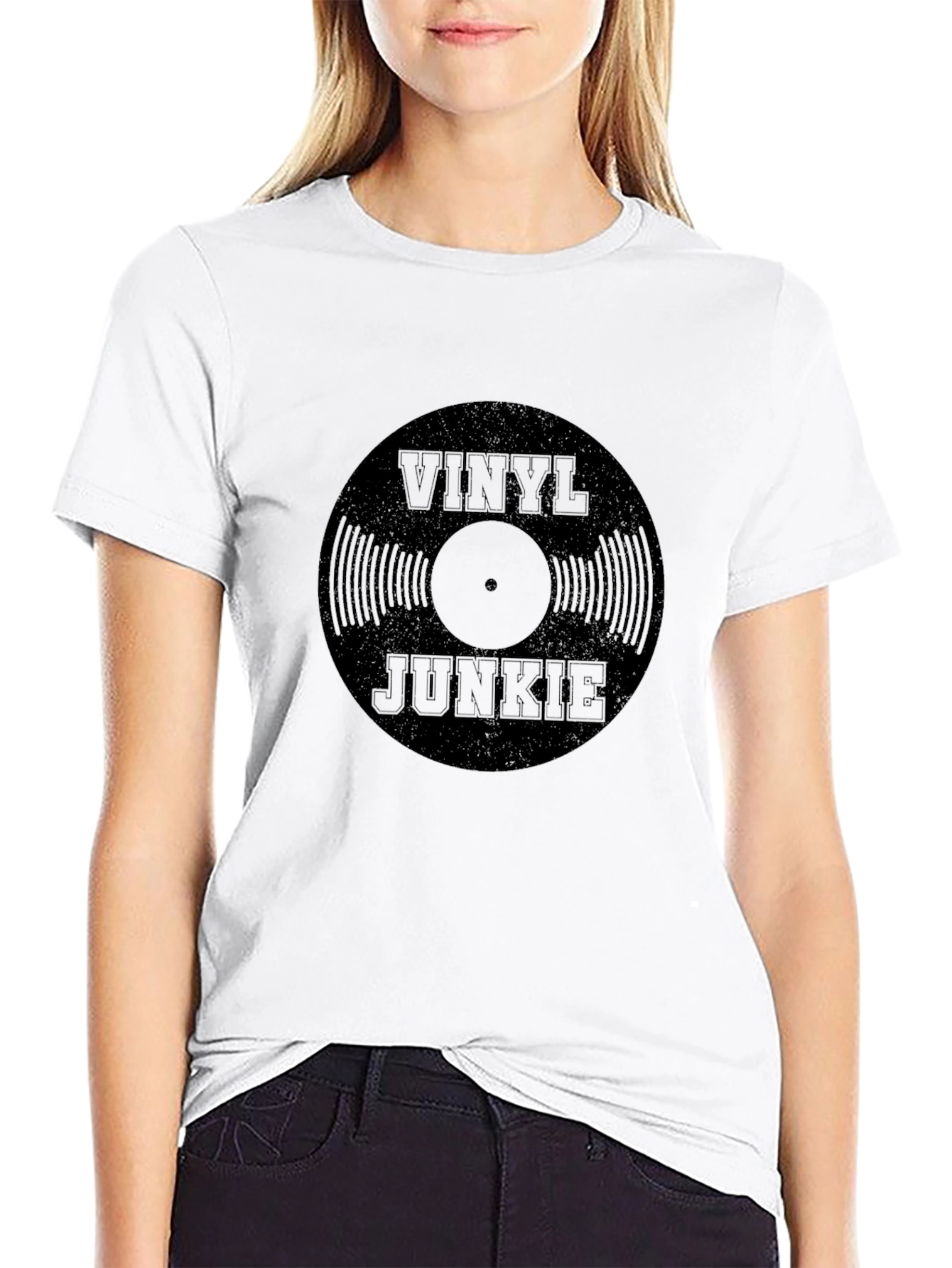 Vinyl Junkie Black Graphic T-Shirt
