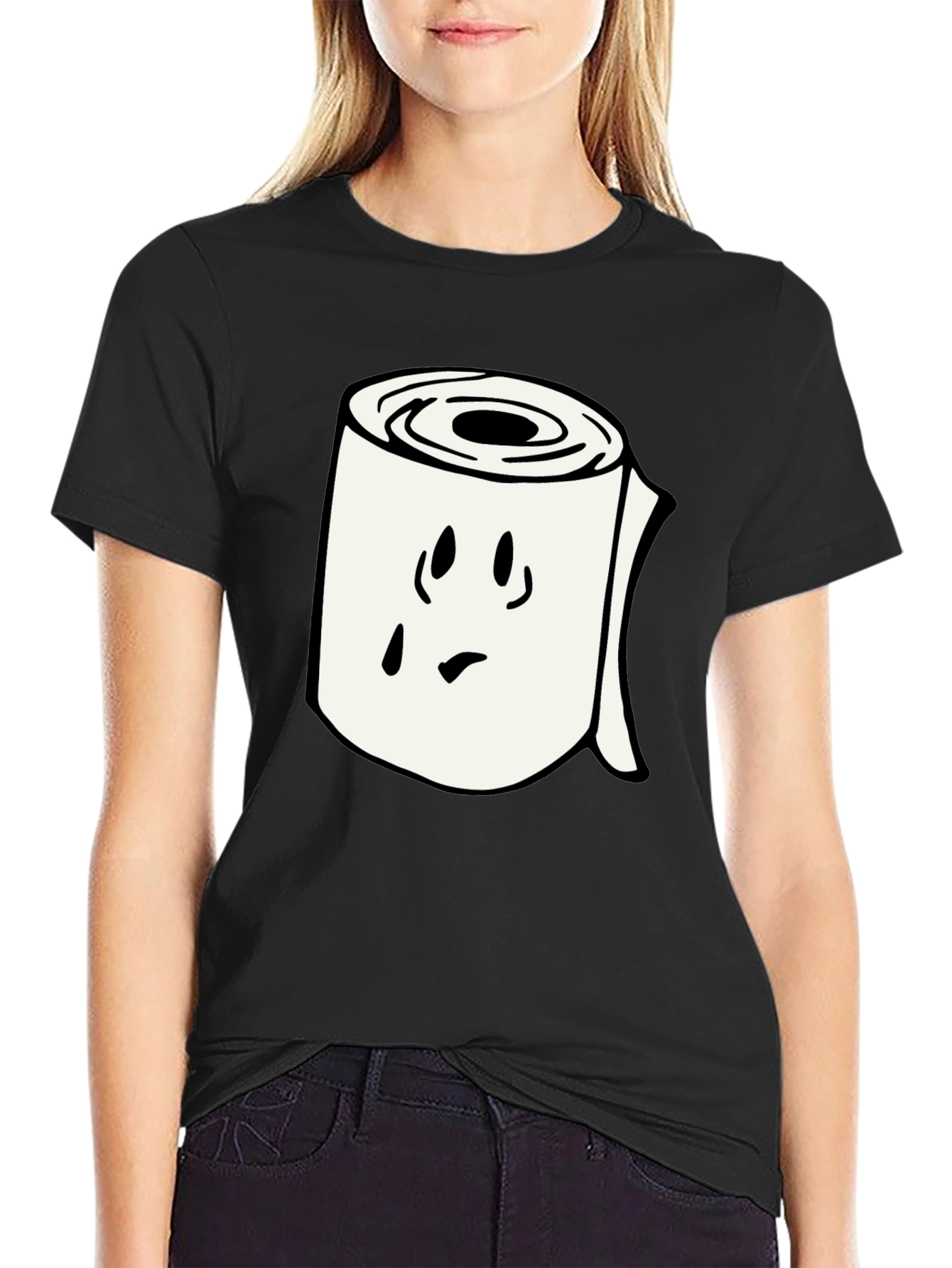 Toilet Paper Roll Graphic Tee - Black Cotton Shirt