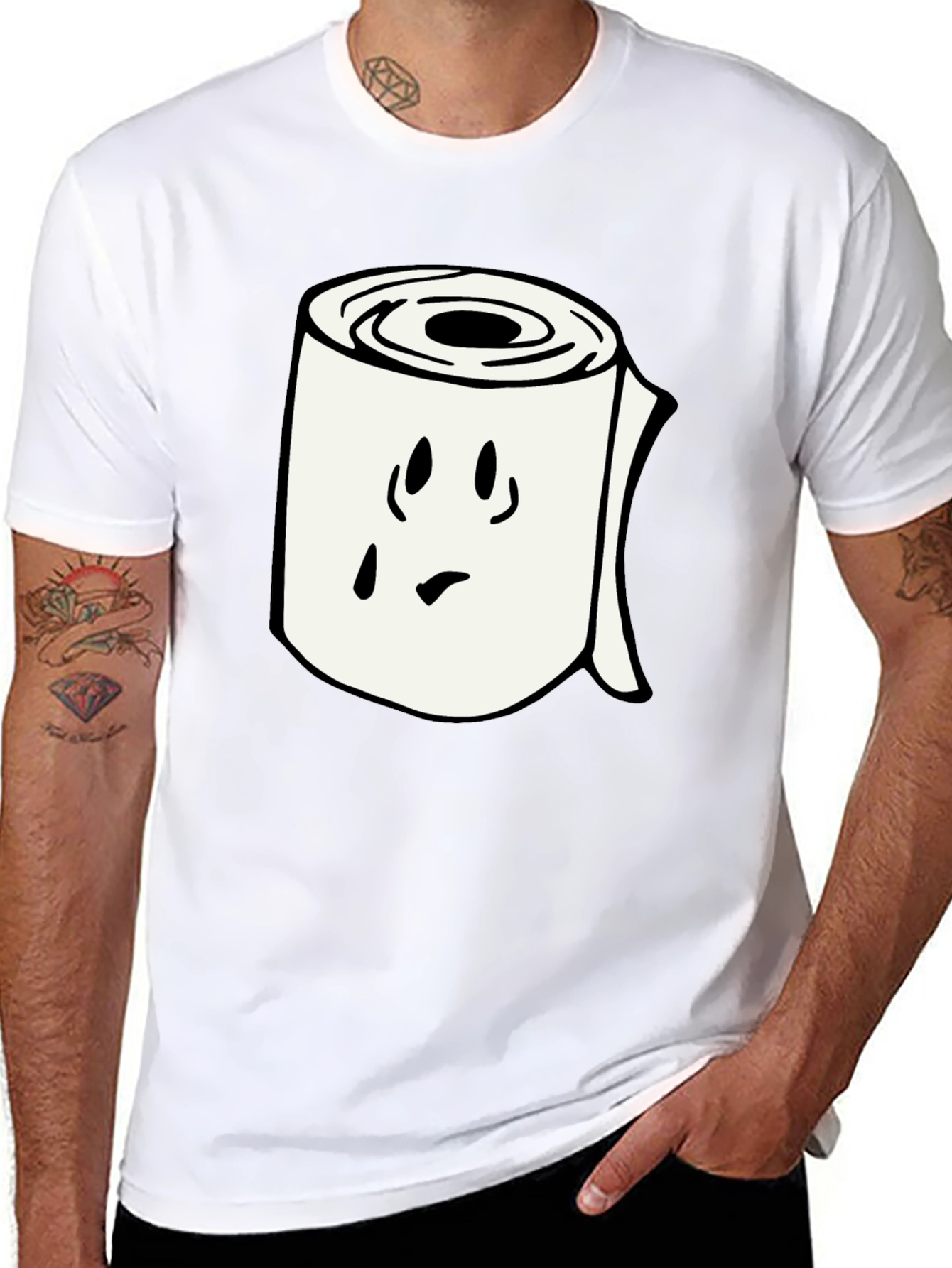 Toilet Paper Roll Graphic Tee - Black Cotton Shirt