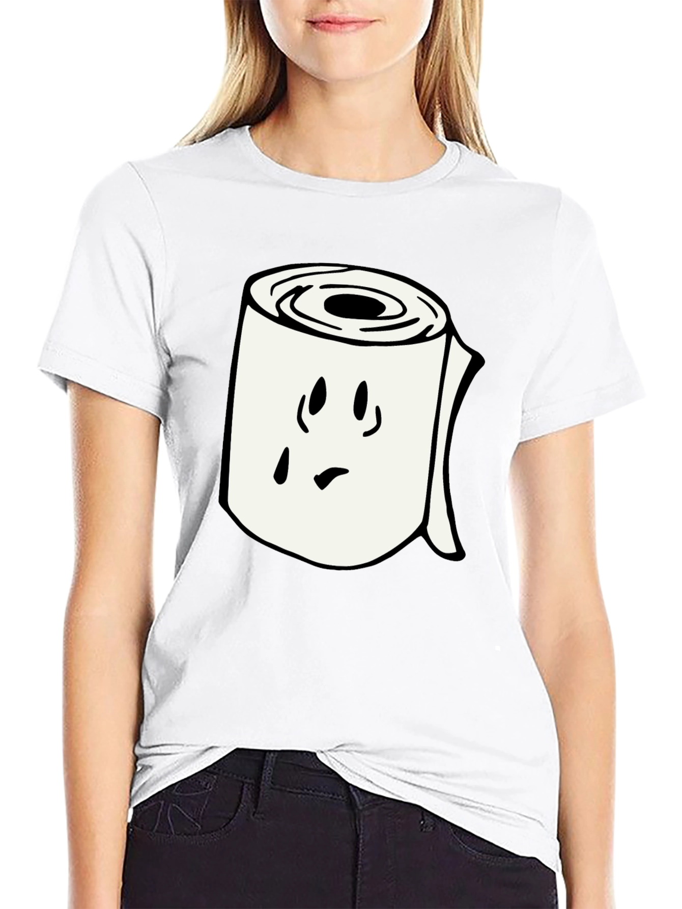 Toilet Paper Roll Graphic Tee - Black Cotton Shirt