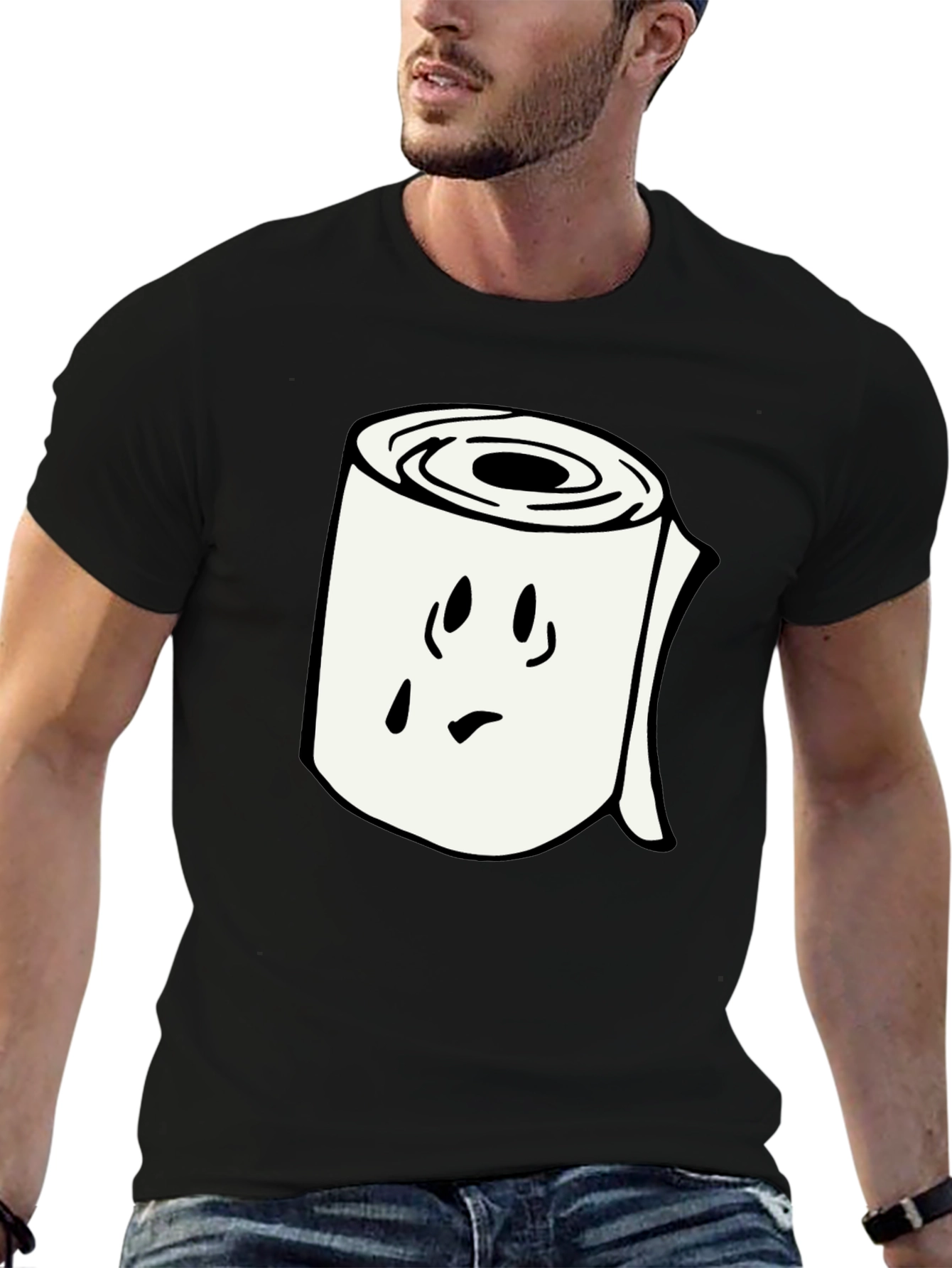 Toilet Paper Roll Graphic Tee - Black Cotton Shirt