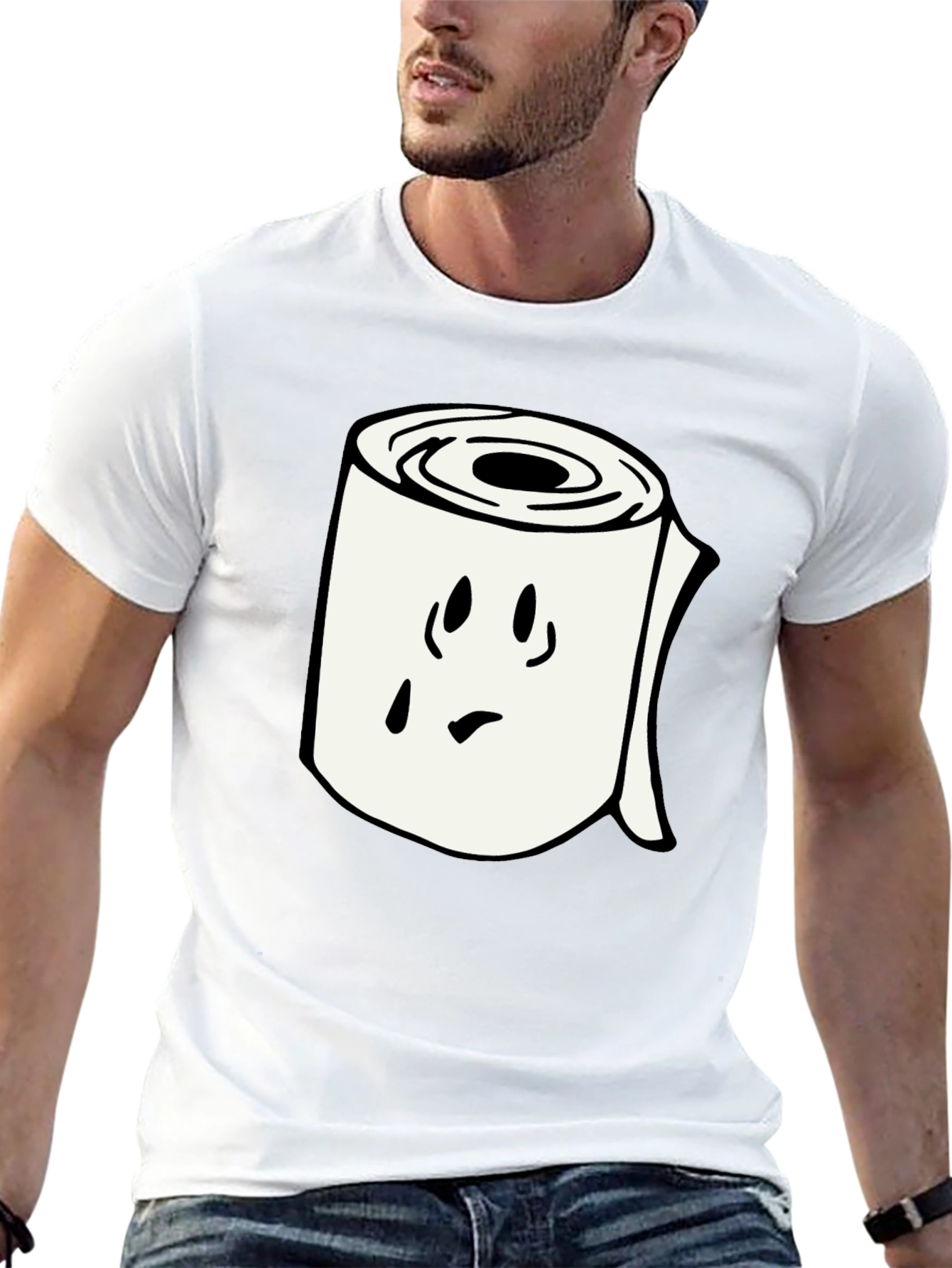 Toilet Paper Roll Graphic Tee - Black Cotton Shirt