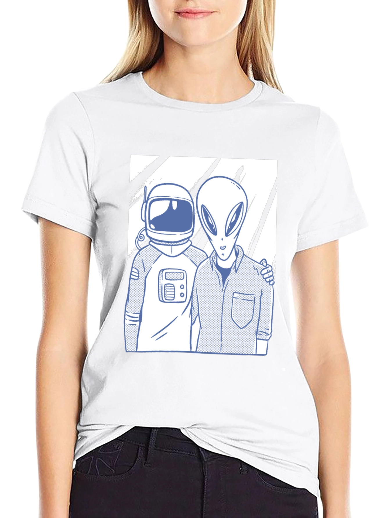 Astronaut & Alien Friends Black Graphic Tee