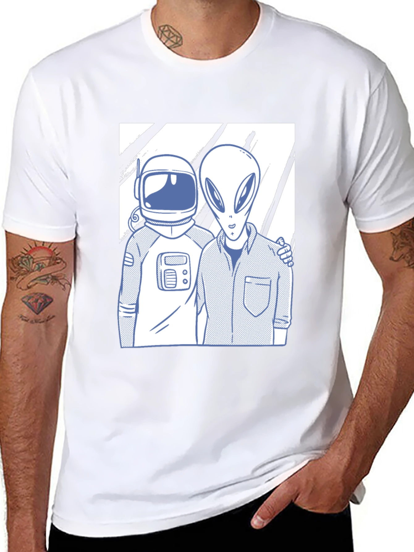 Astronaut & Alien Friends Black Graphic Tee