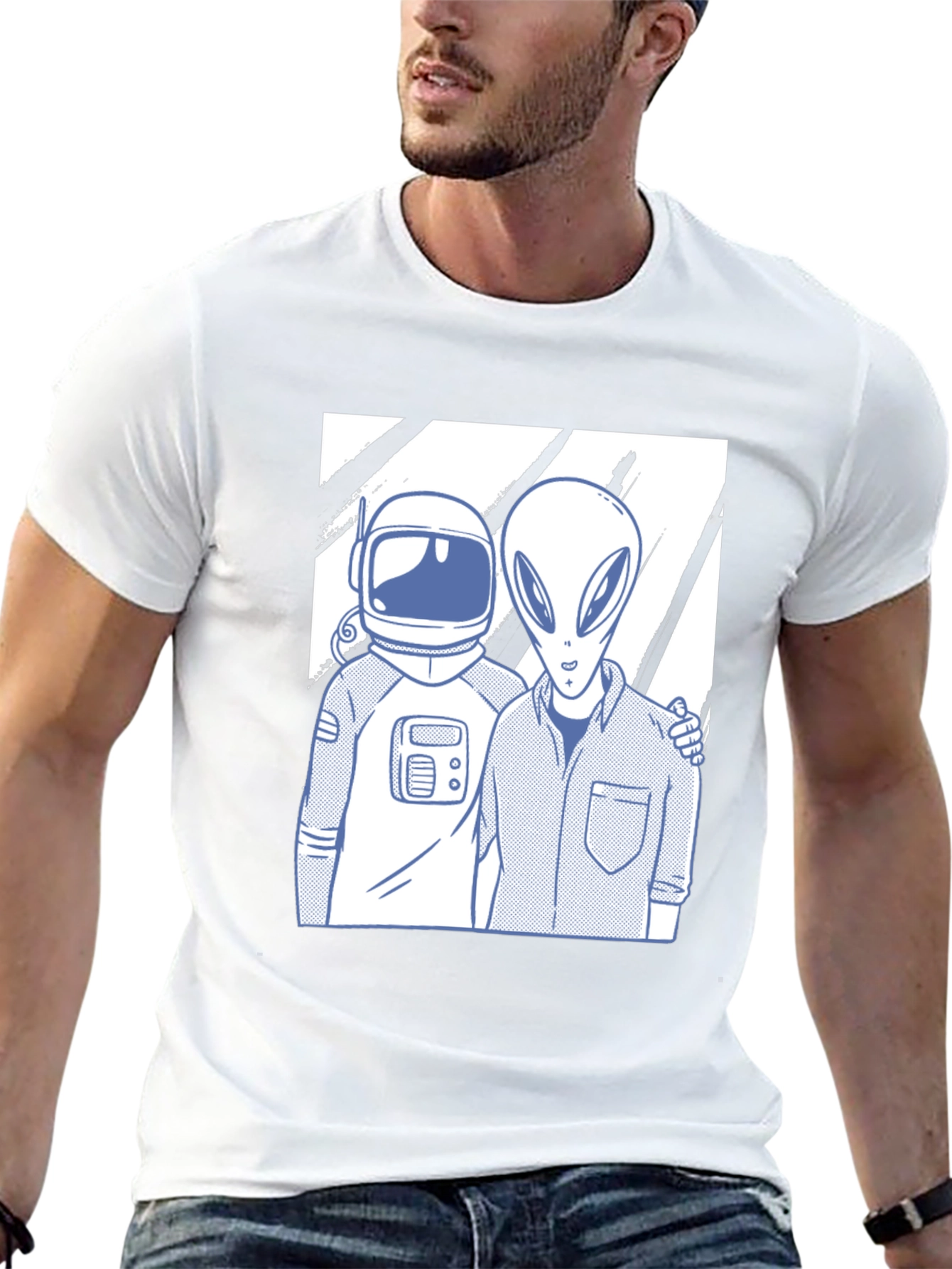 Astronaut & Alien Friends Black Graphic Tee