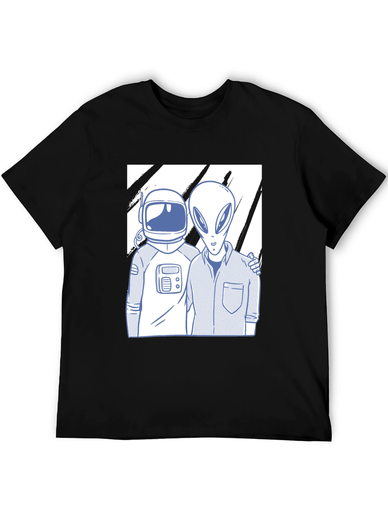 Astronaut & Alien Friends Black Graphic Tee