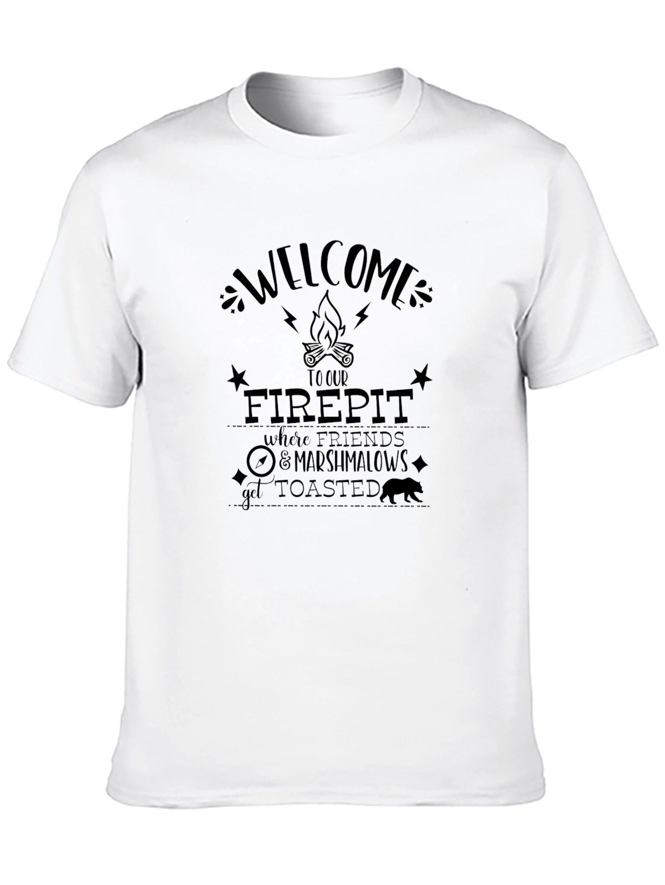 Welcome to Our Firepit Black Graphic T-Shirt