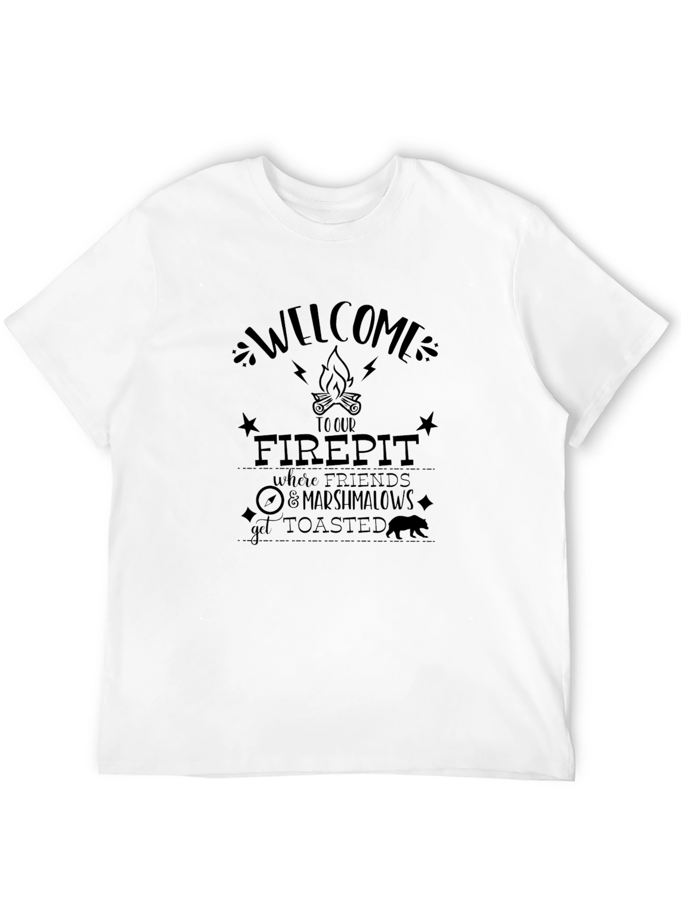 Welcome to Our Firepit Black Graphic T-Shirt