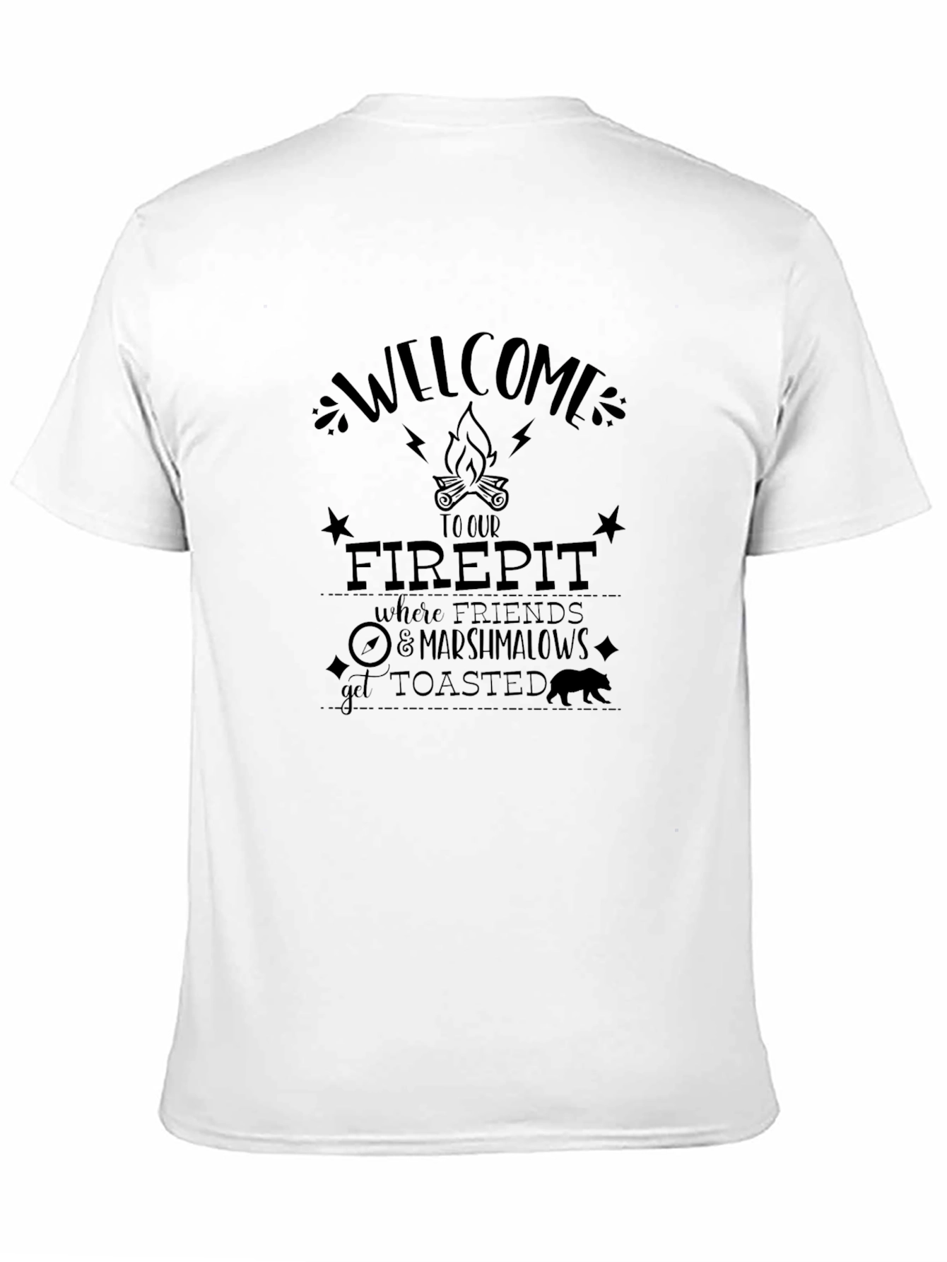 Welcome to Our Firepit Black Graphic T-Shirt