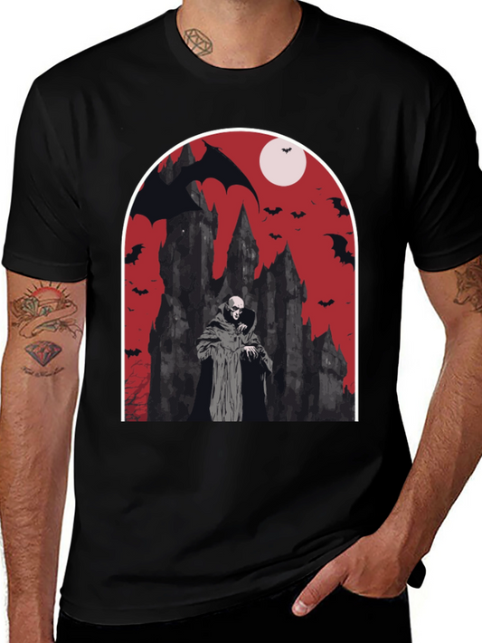 Vampire Castle Graphic Tee - Spooky Halloween Shirt