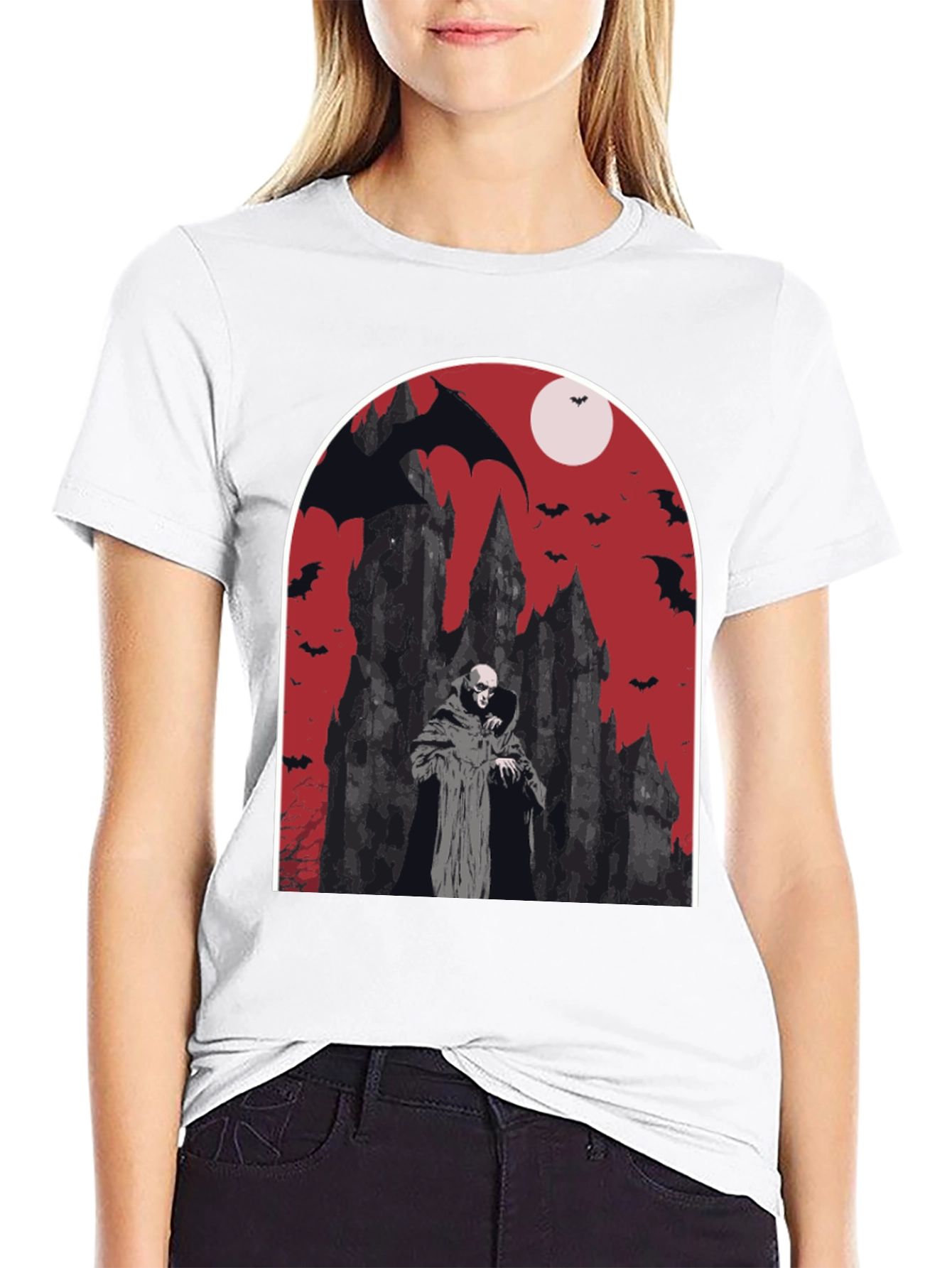 Vampire Castle Graphic Tee - Spooky Halloween Shirt