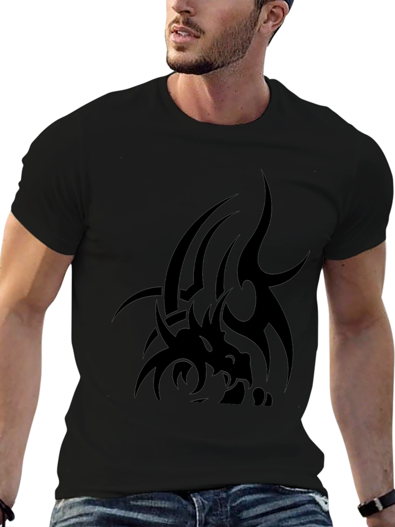 Black Tribal Dragon Graphic Tee