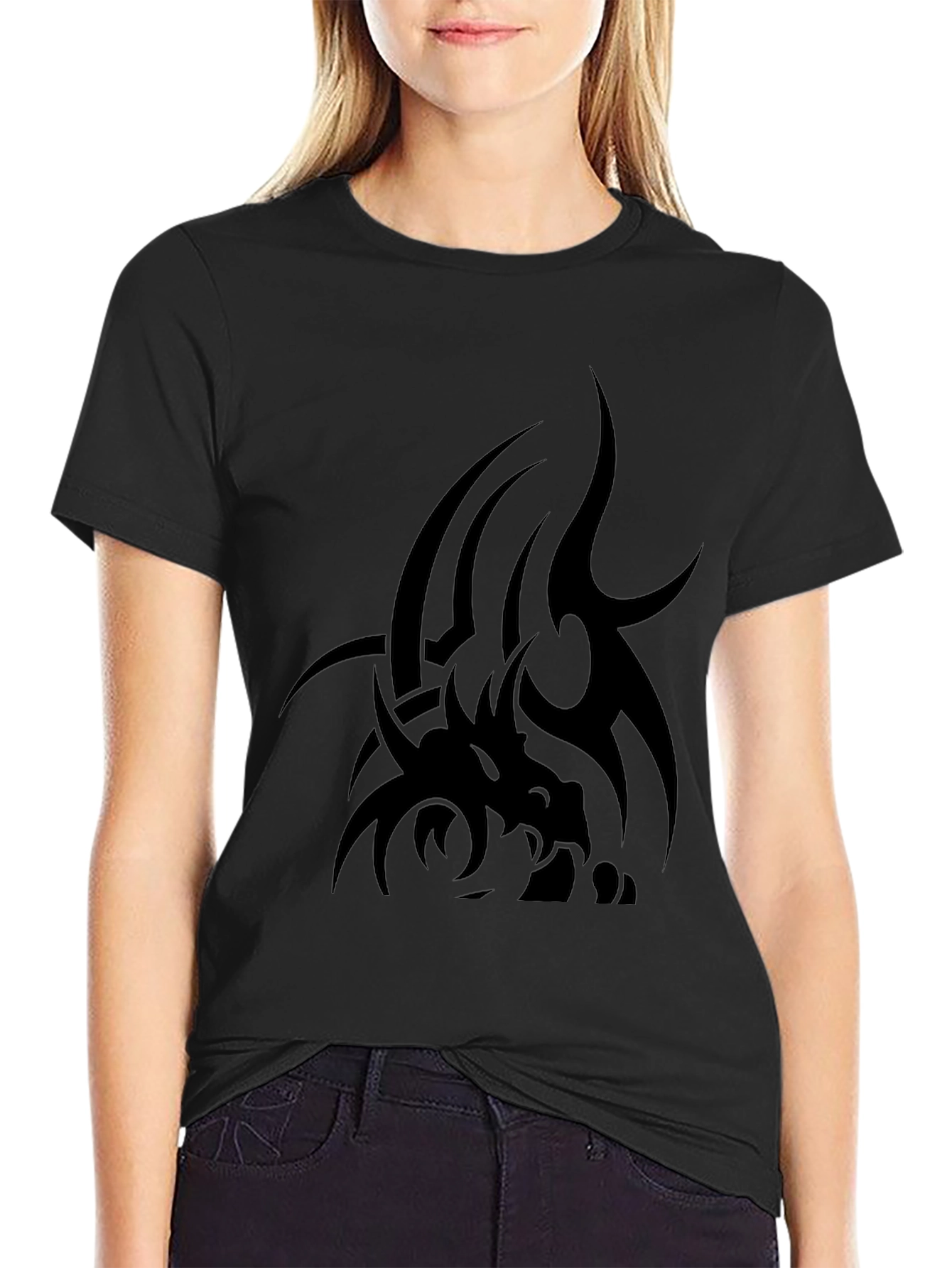 Black Tribal Dragon Graphic Tee