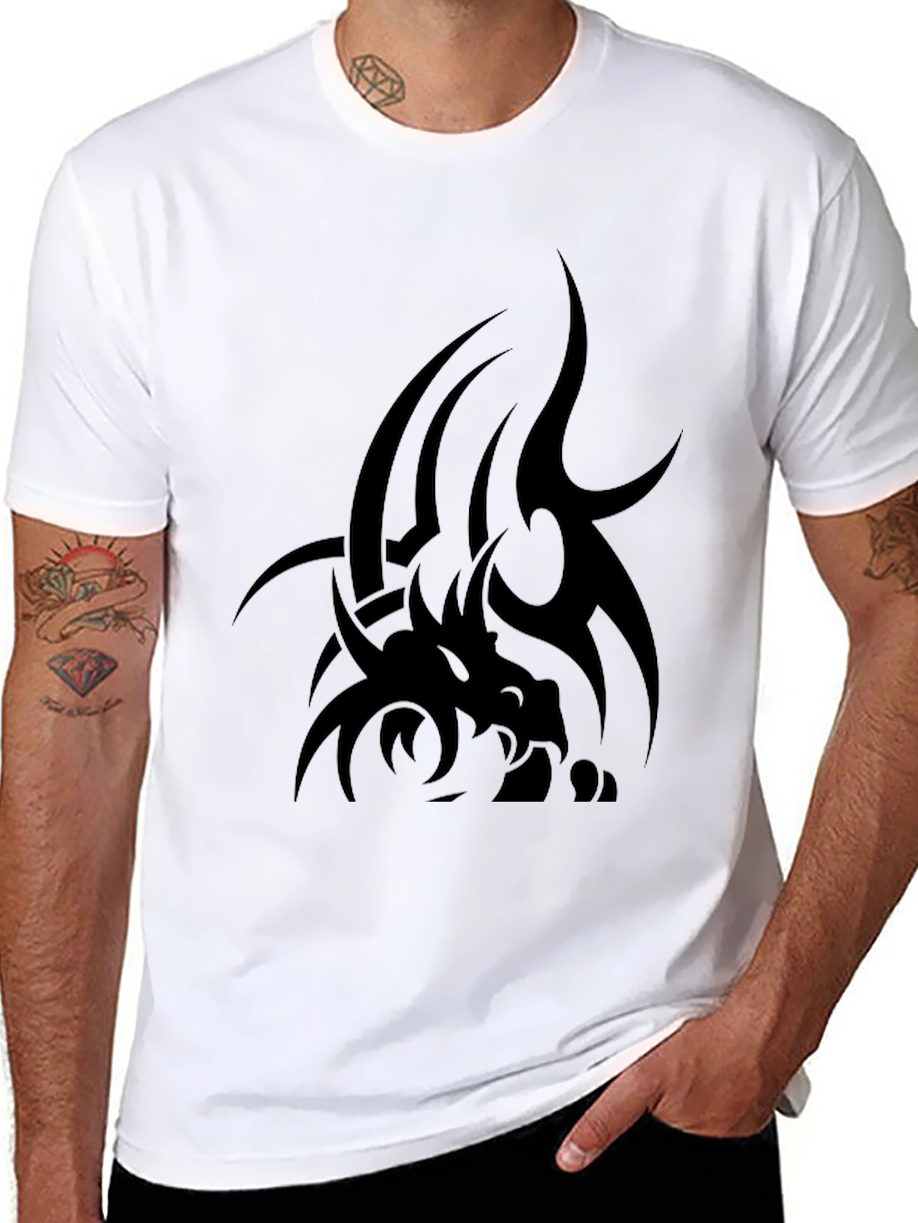 Black Tribal Dragon Graphic Tee