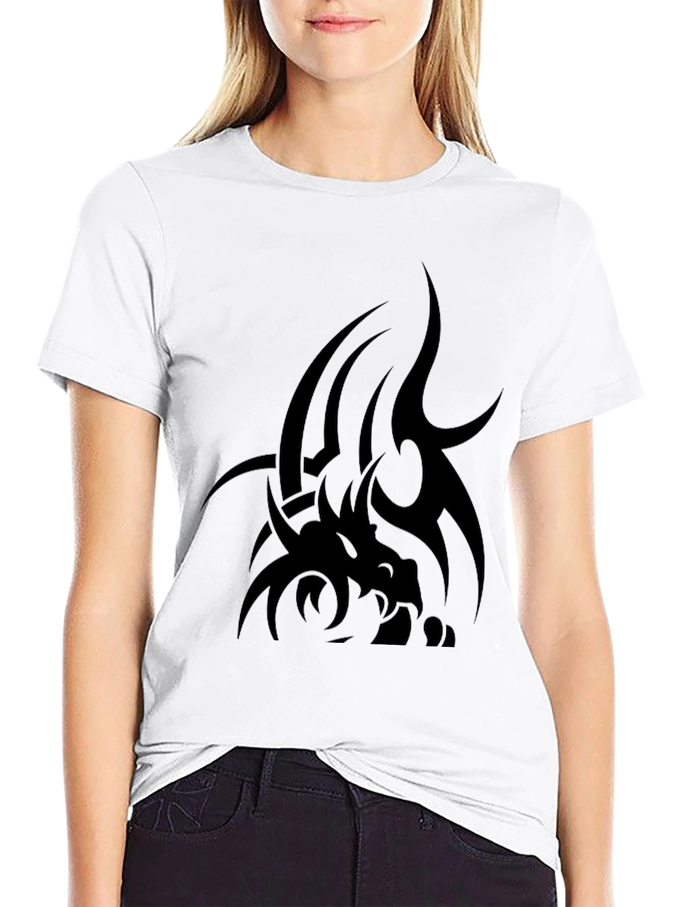 Black Tribal Dragon Graphic Tee