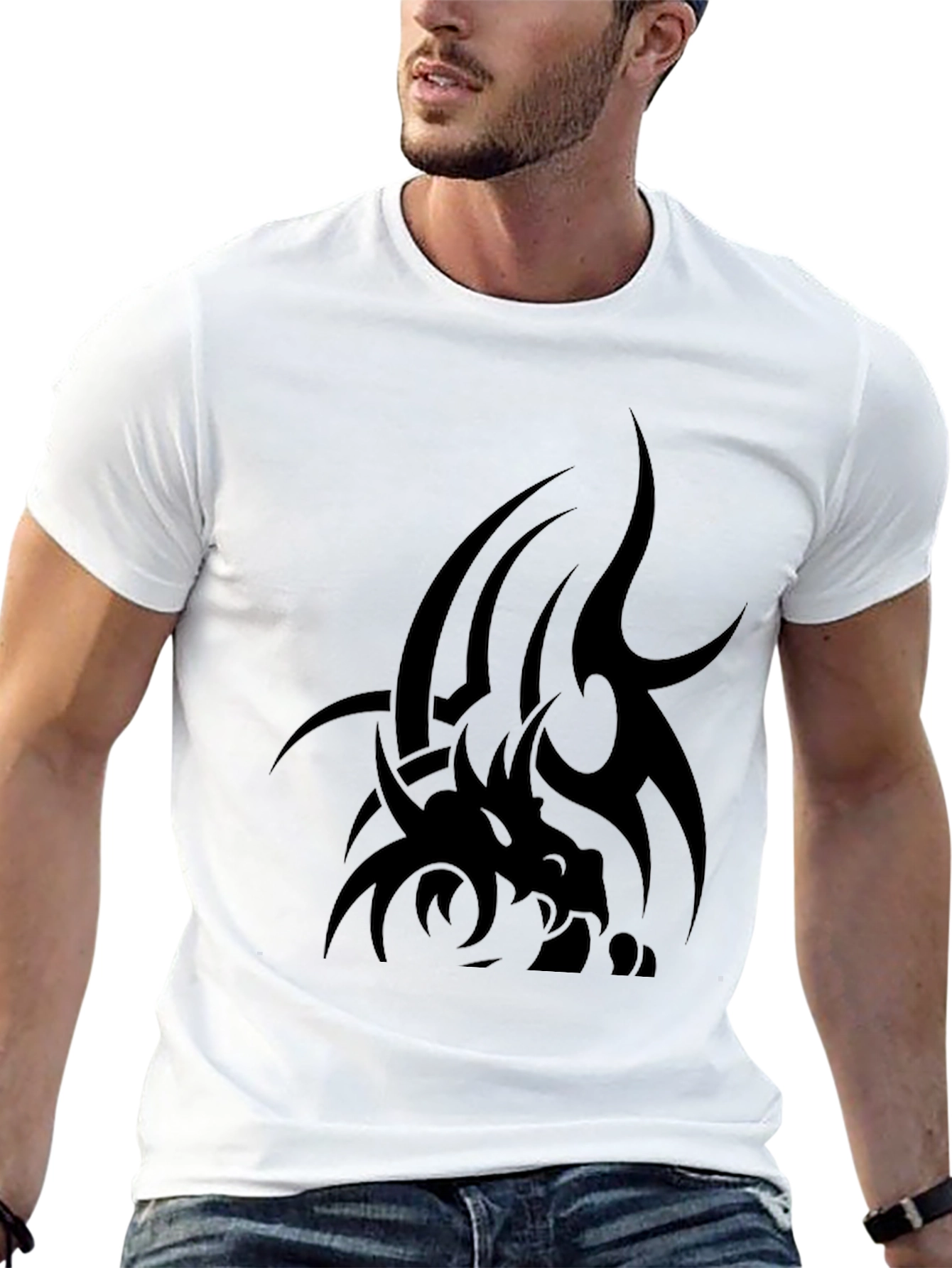Black Tribal Dragon Graphic Tee