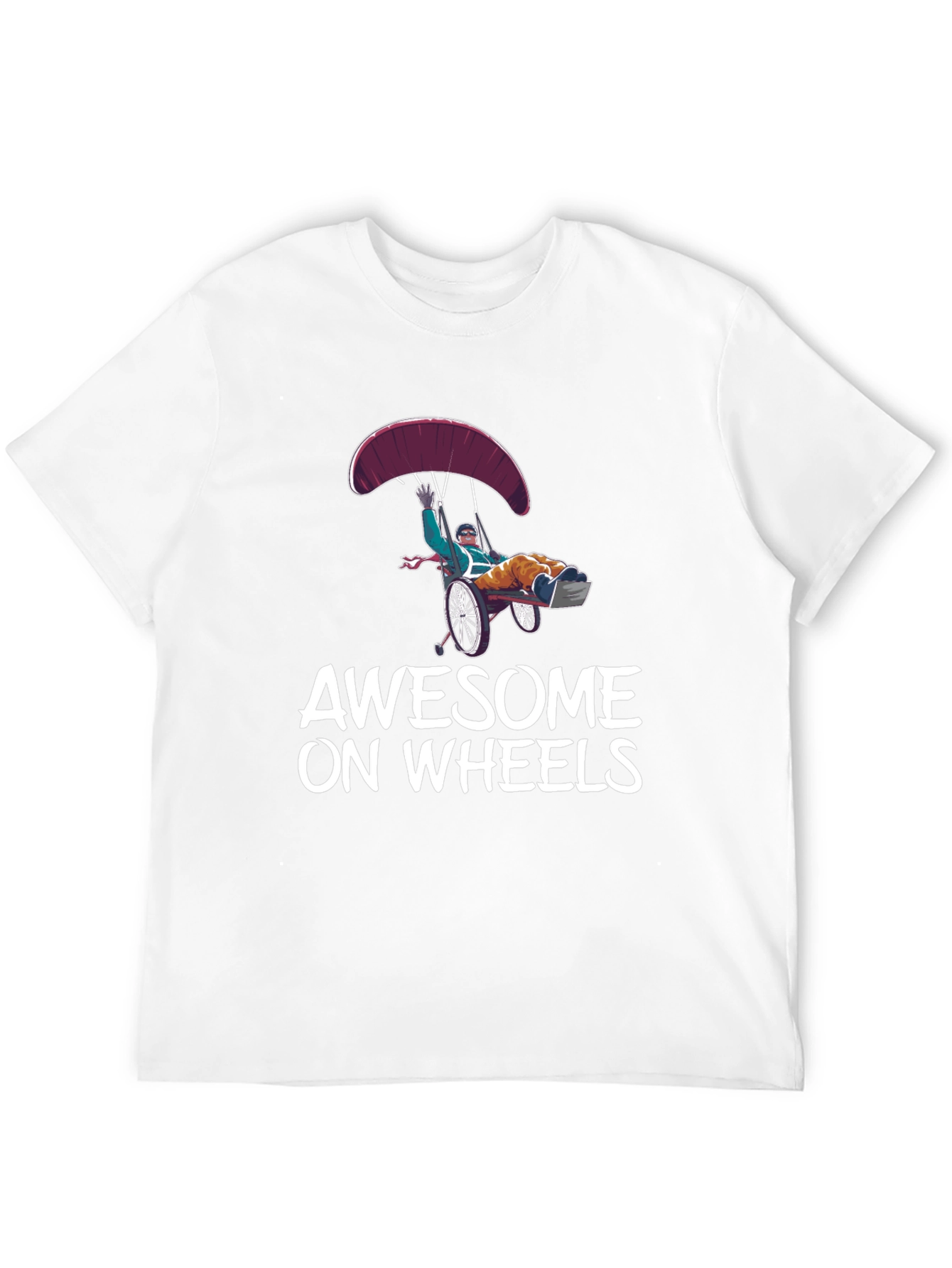 Awesome on Wheels Graphic Tee - Skydiving Wheelchair Design