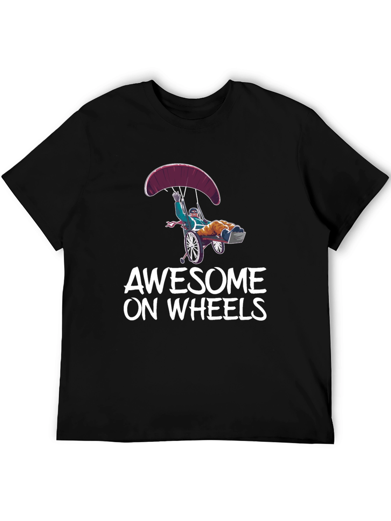 Awesome on Wheels Graphic Tee - Skydiving Wheelchair Design