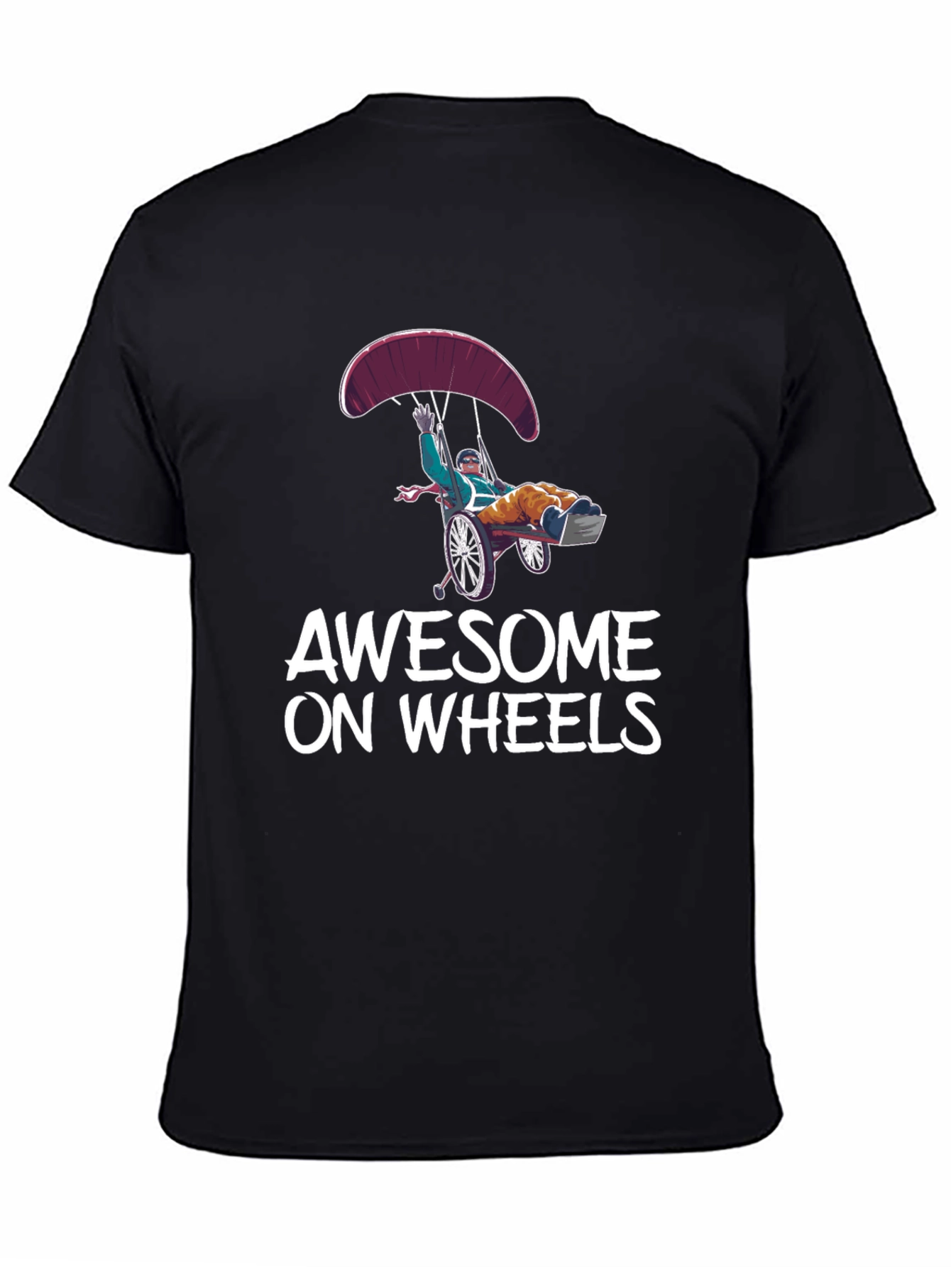 Awesome on Wheels Graphic Tee - Skydiving Wheelchair Design