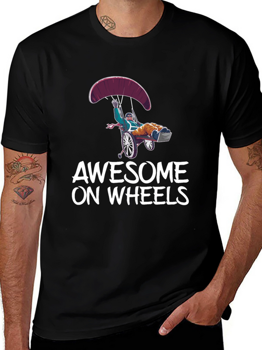 Awesome on Wheels Graphic Tee - Skydiving Wheelchair Design