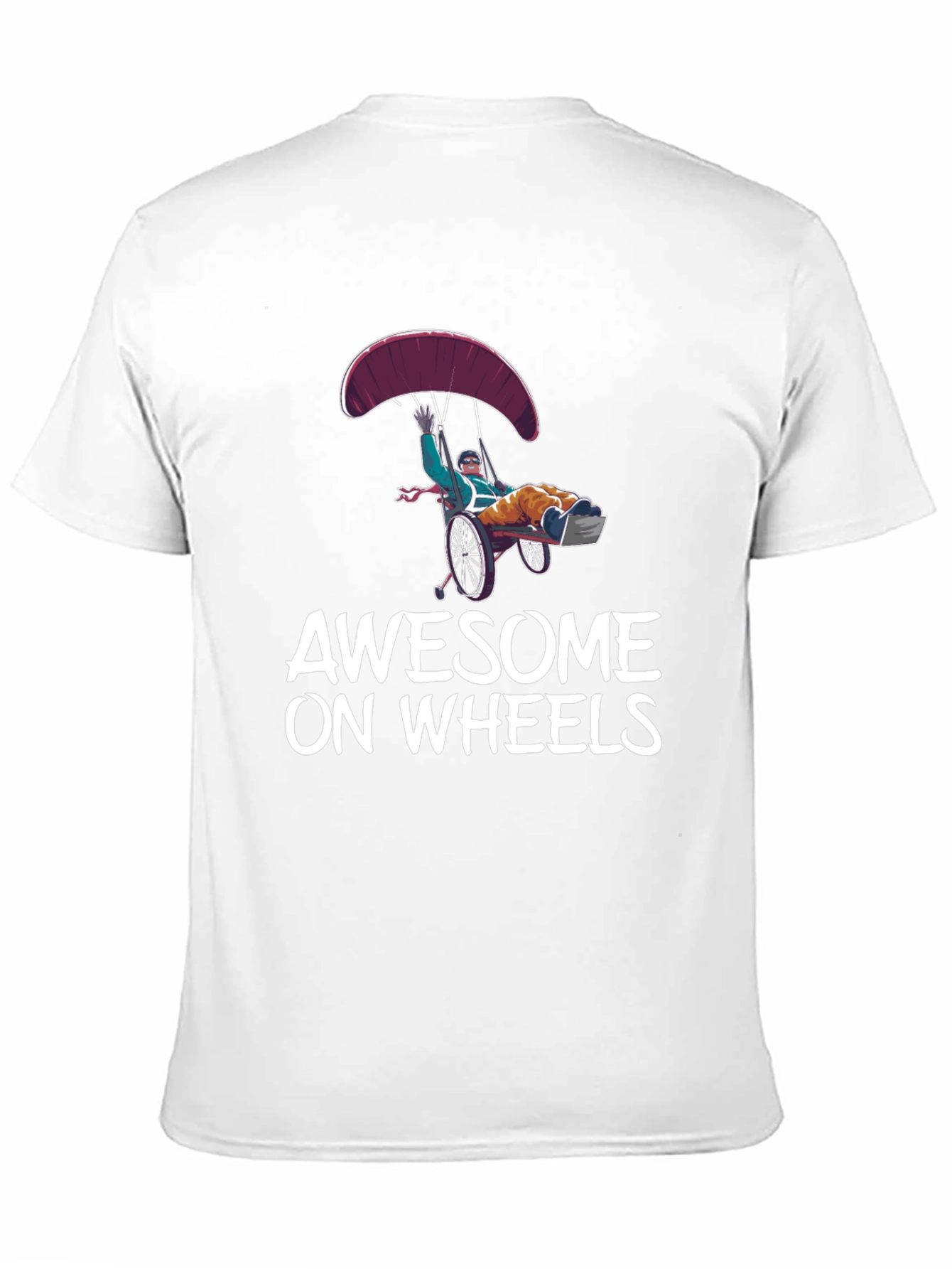 Awesome on Wheels Graphic Tee - Skydiving Wheelchair Design