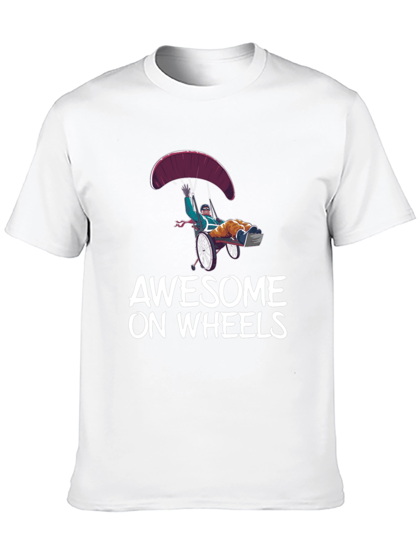 Awesome on Wheels Graphic Tee - Skydiving Wheelchair Design