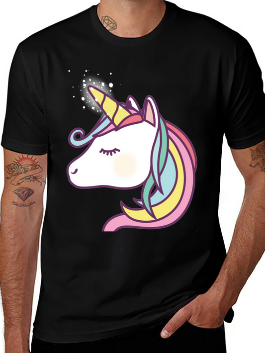 Unicorn Graphic Tee - Mens Black Cotton T-Shirt