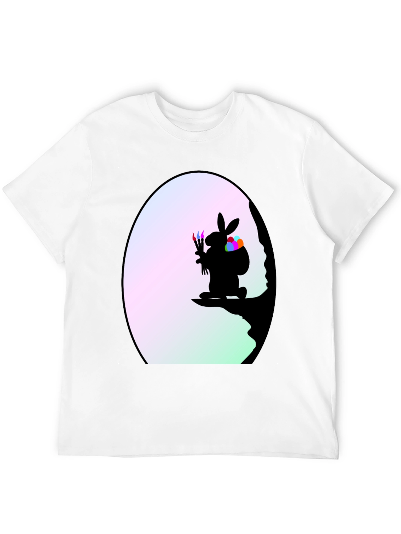Whimsical Bunny Artist Black T-Shirt