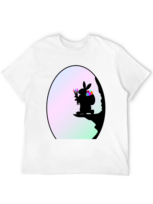Whimsical Bunny Artist Black T-Shirt