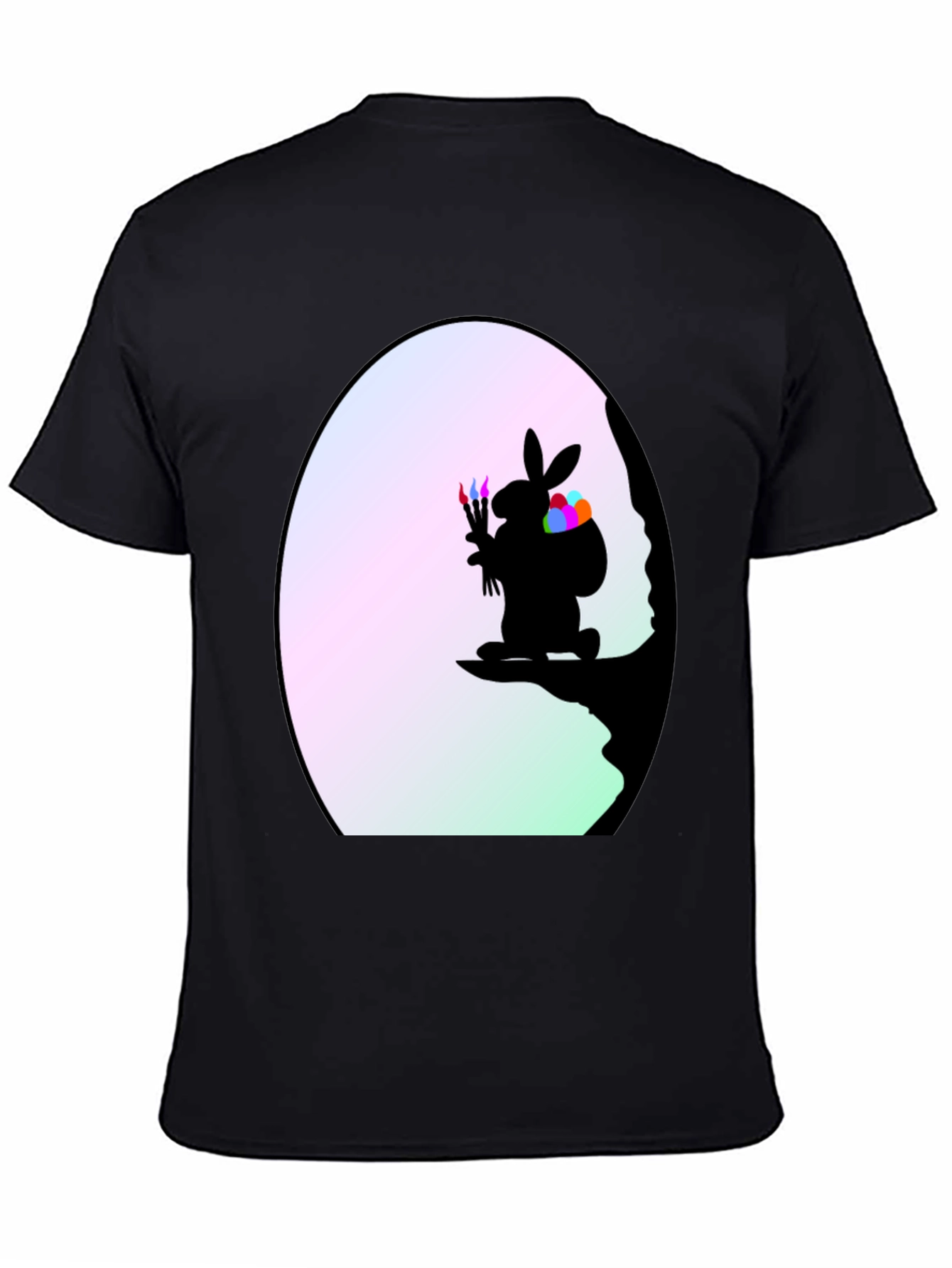 Whimsical Bunny Artist Black T-Shirt