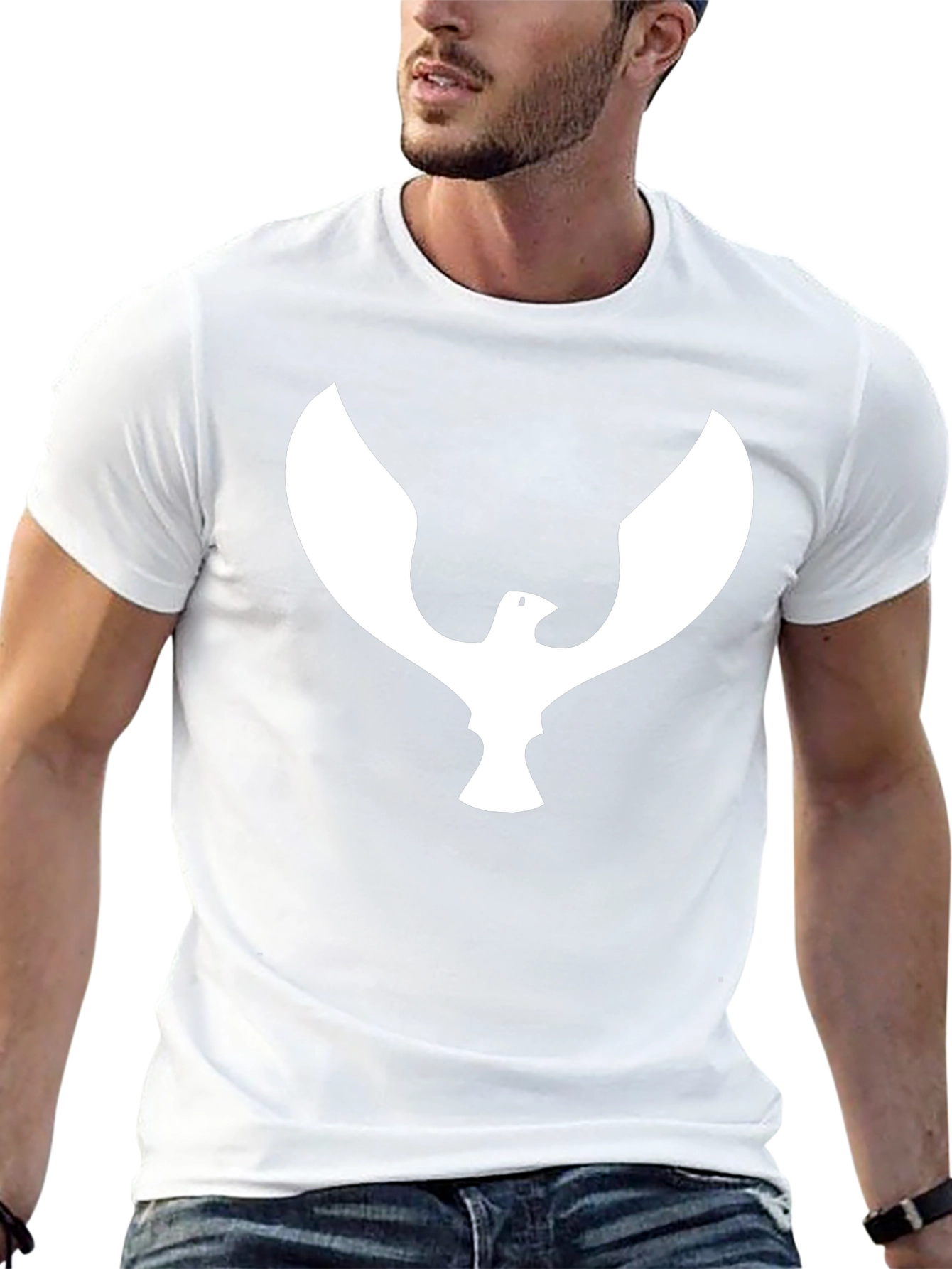 Black T-Shirt with White Eagle Graphic