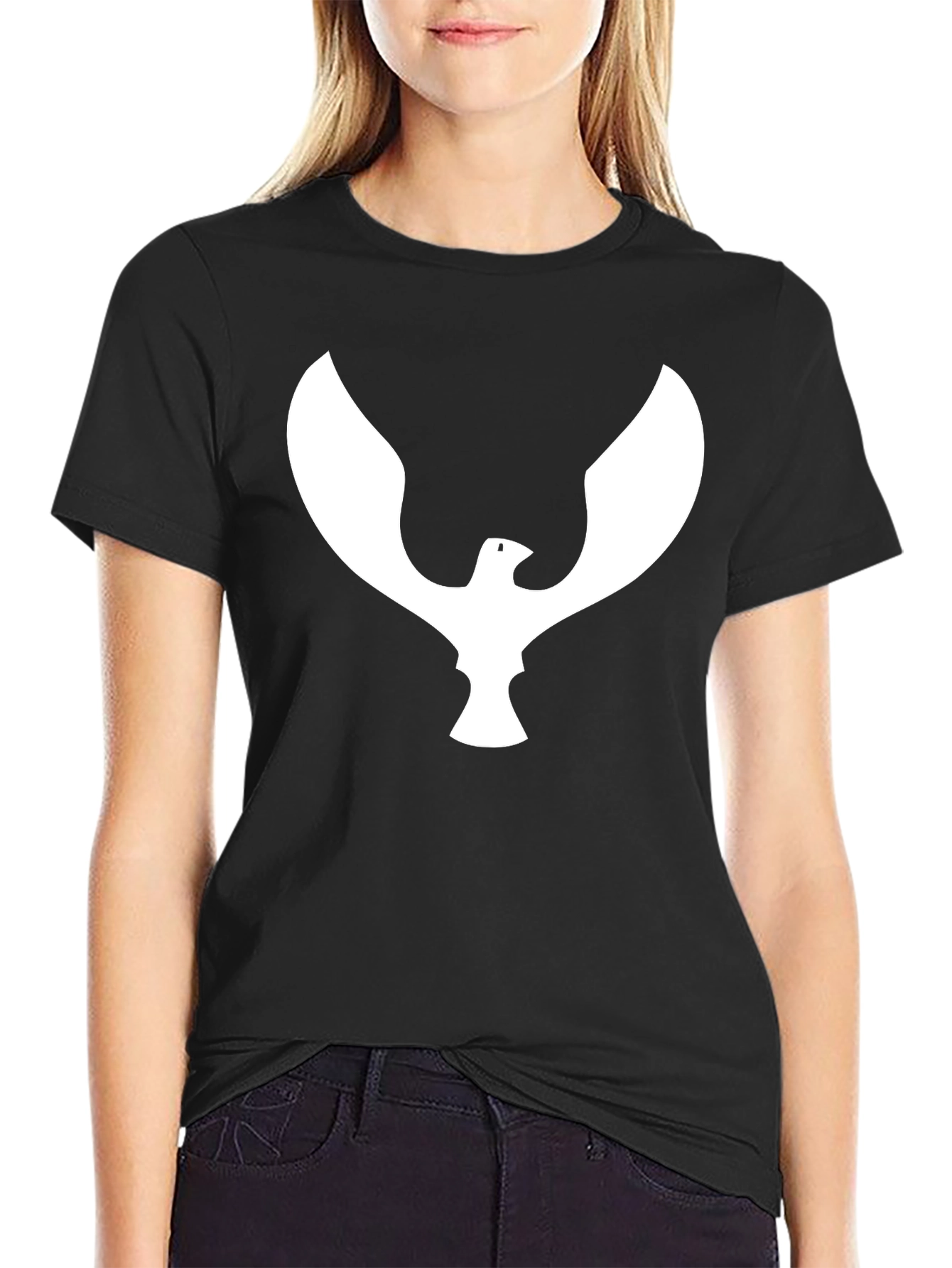 Black T-Shirt with White Eagle Graphic