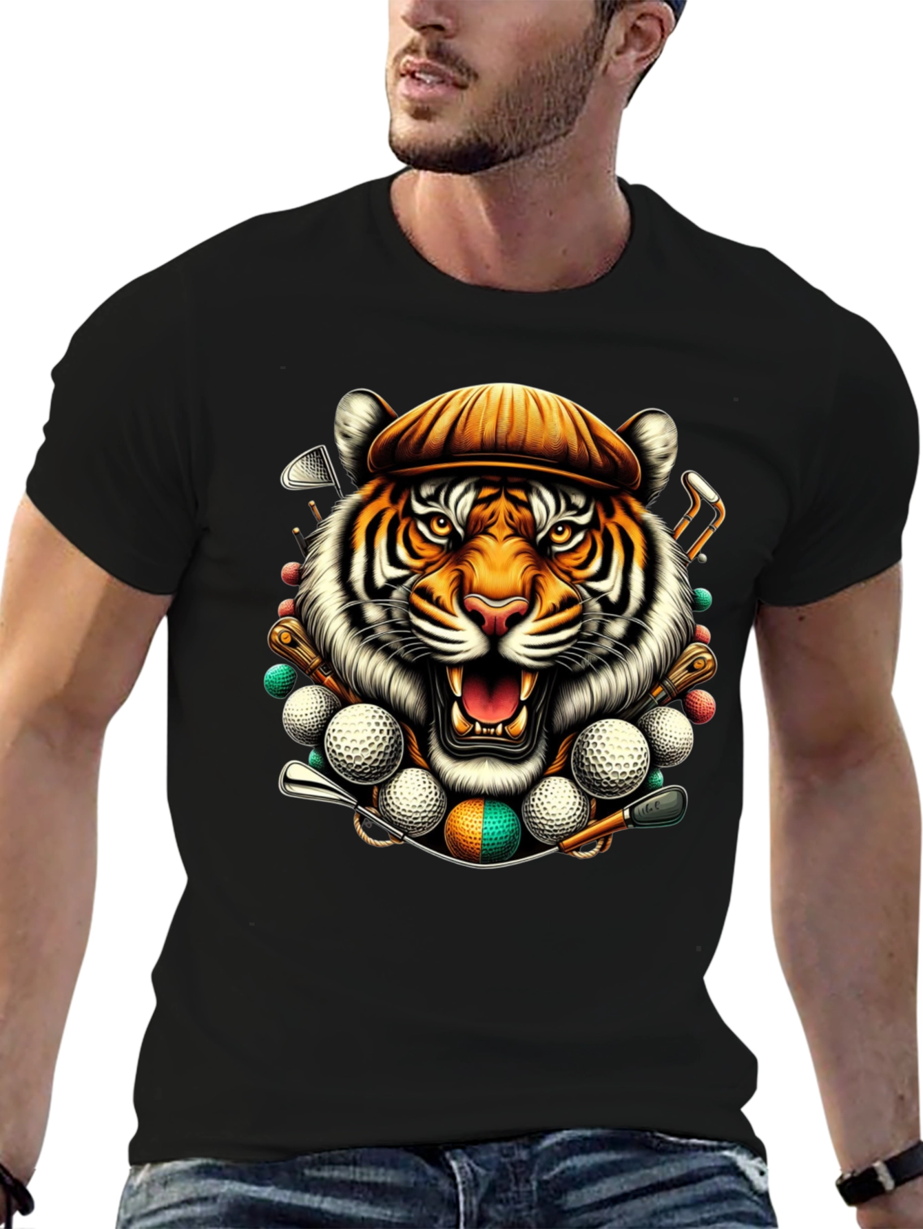 Tiger Golfer Graphic T-Shirt - Unique Design