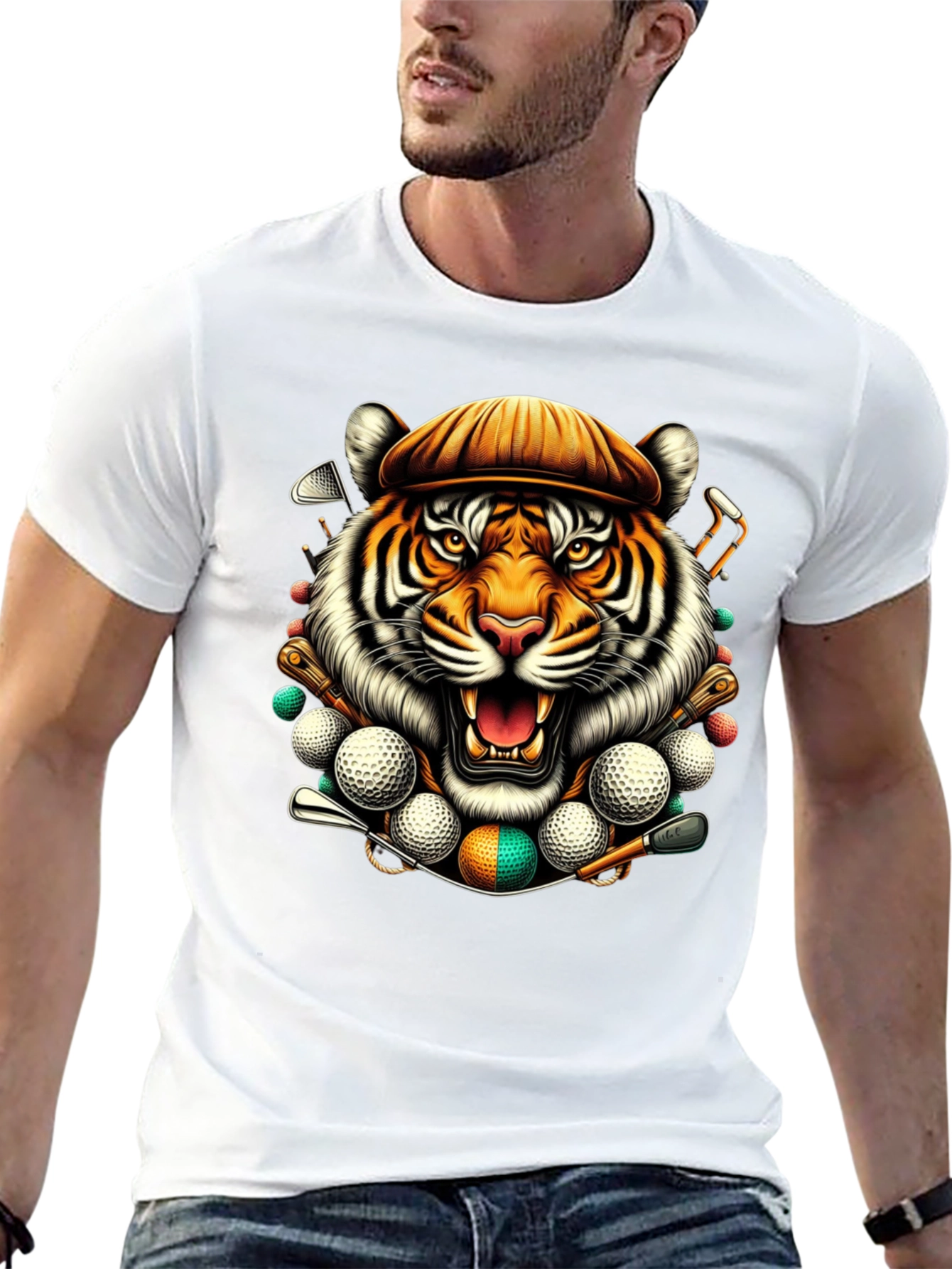 Tiger Golfer Graphic T-Shirt - Unique Design