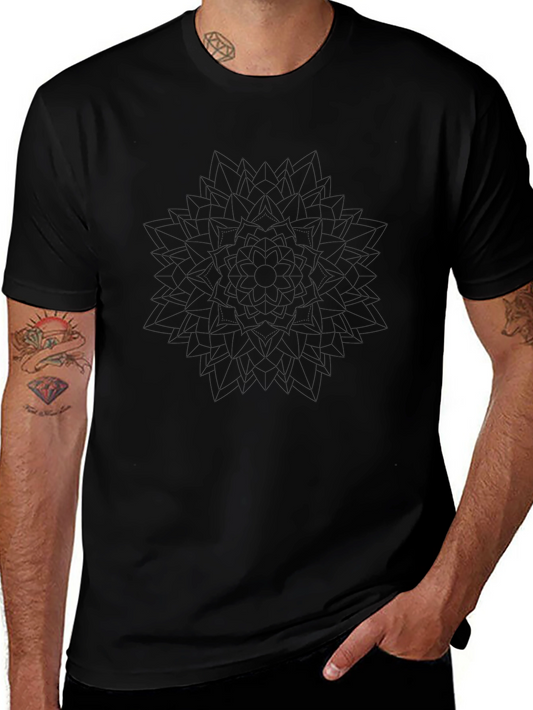 Black Mandala Graphic Tee - Modern Geometric Design