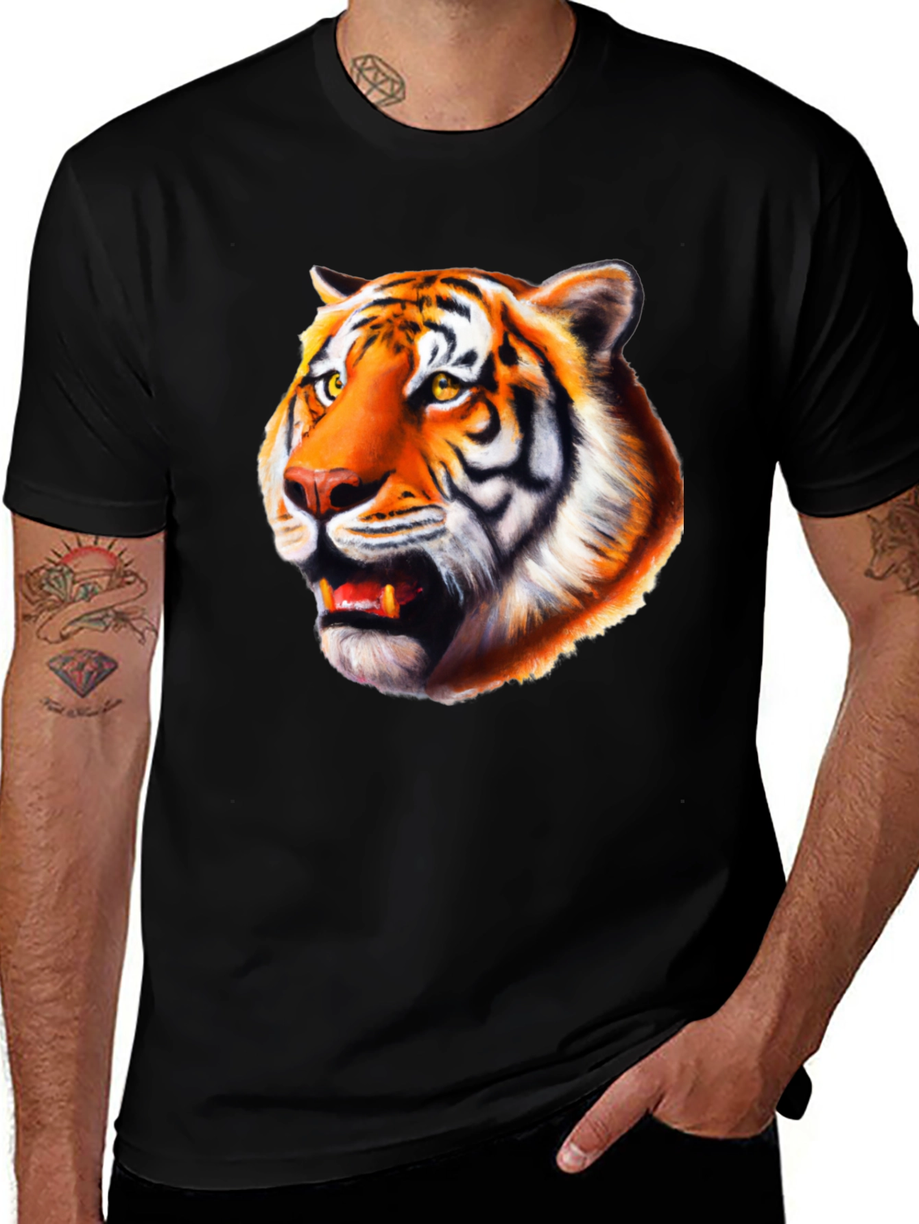 Tiger Graphic Tee - Bold Animal Print Black T-Shirt