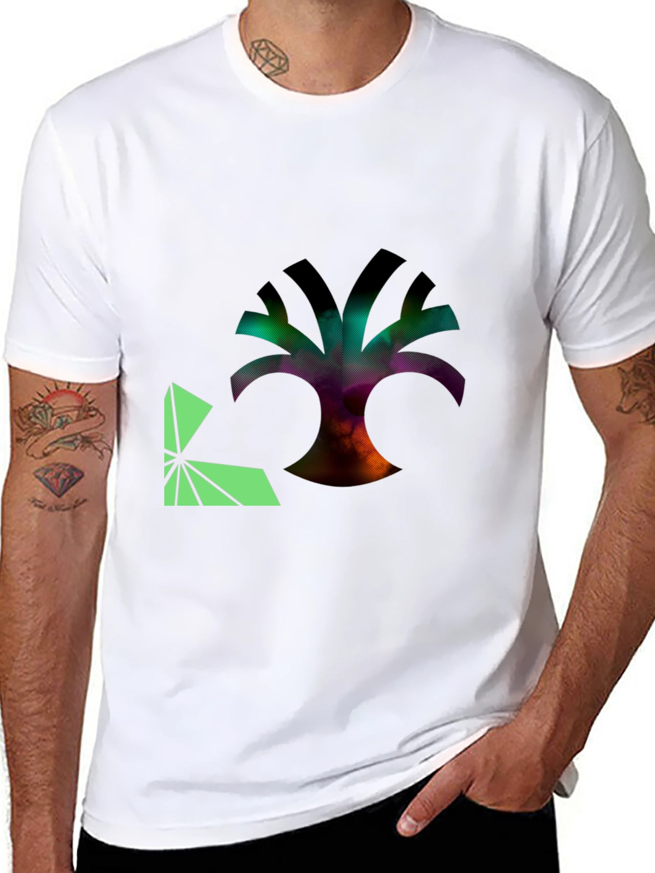 Abstract Tree Graphic Black T-Shirt