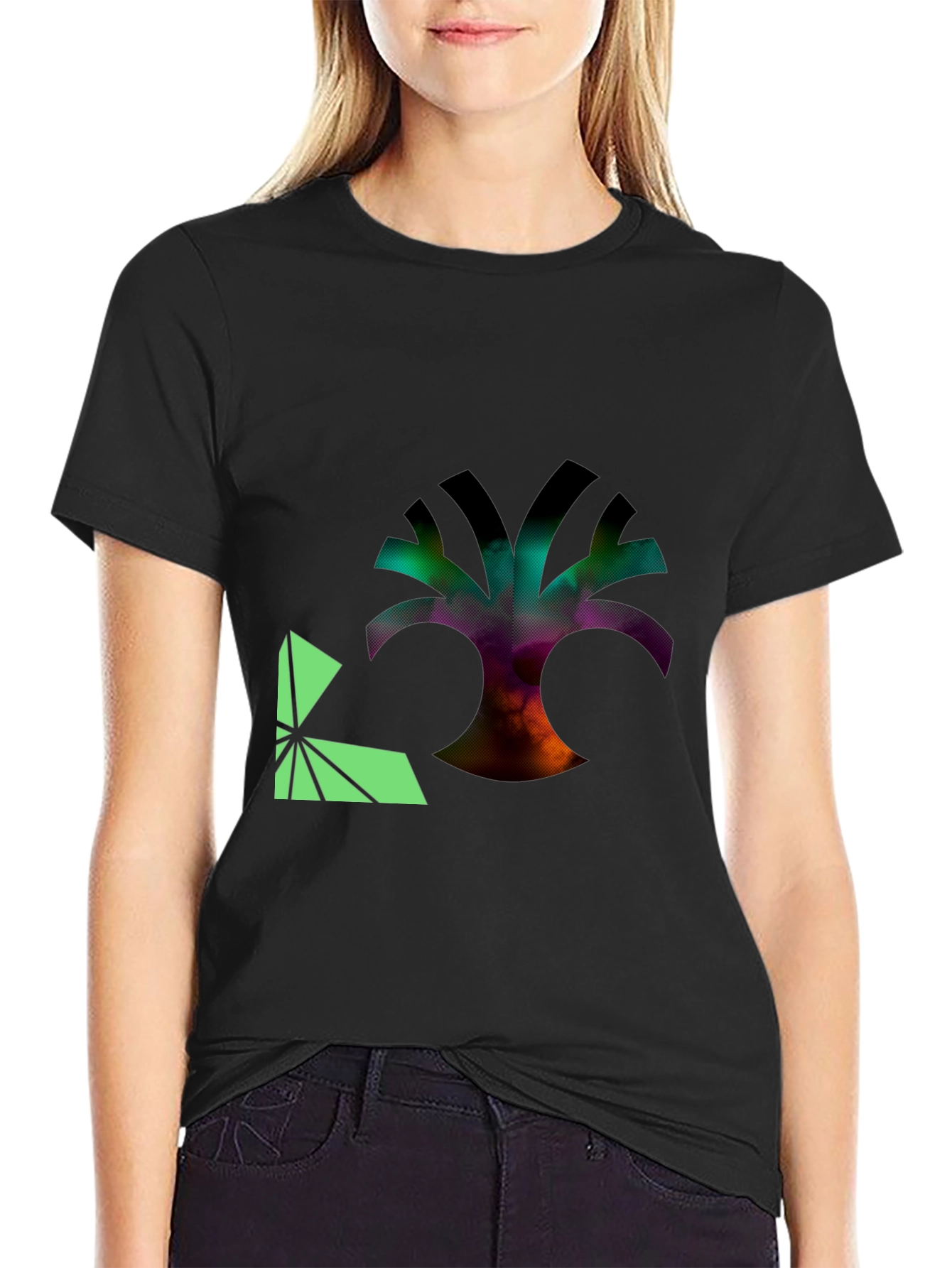 Abstract Tree Graphic Black T-Shirt