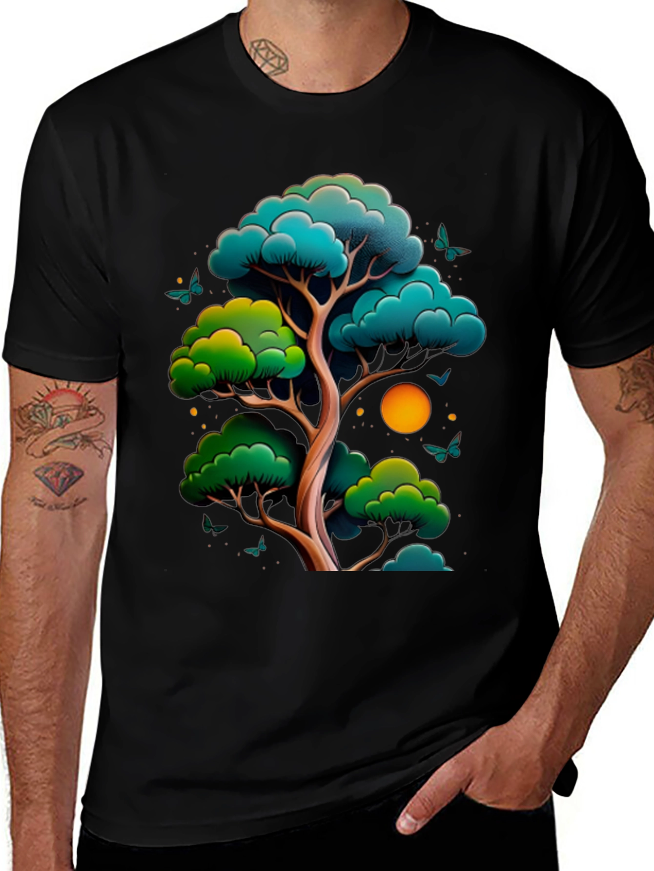 Zen Tree Graphic Tee - Nature Inspired Black T-Shirt