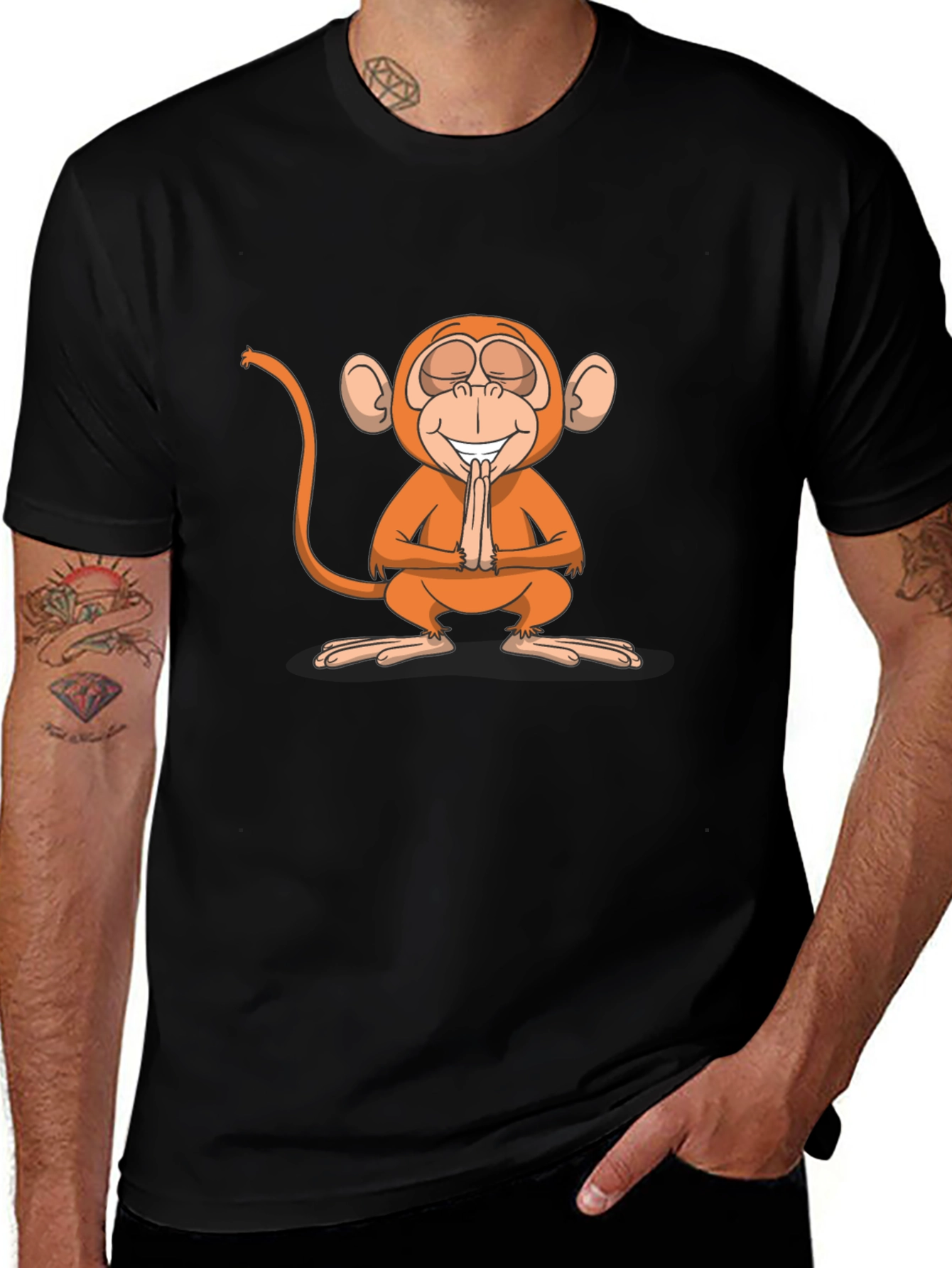 Zen Monkey Graphic Tee - Black Unisex T-Shirt