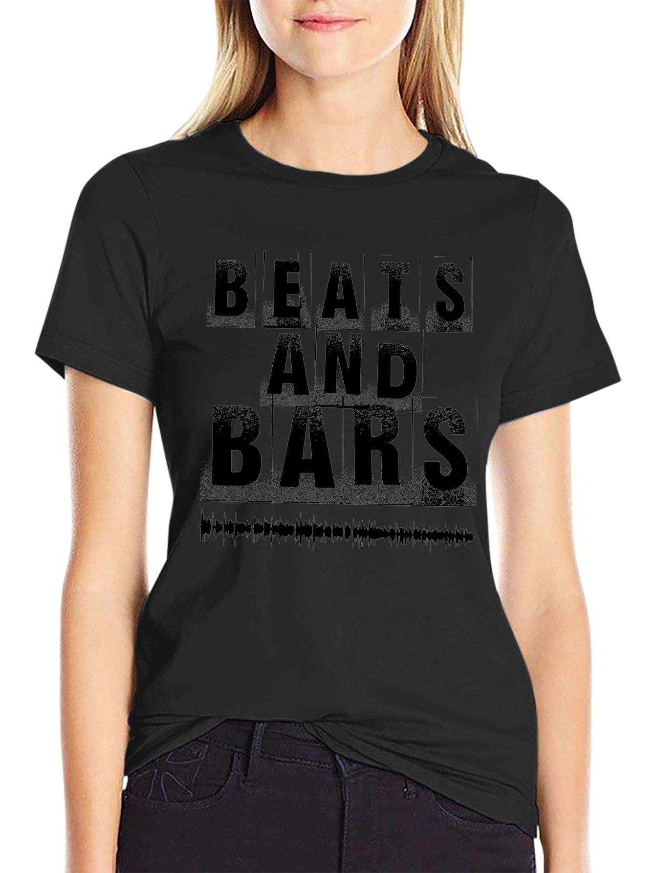 Beats and Bars Graphic Tee - Black Cotton Blend