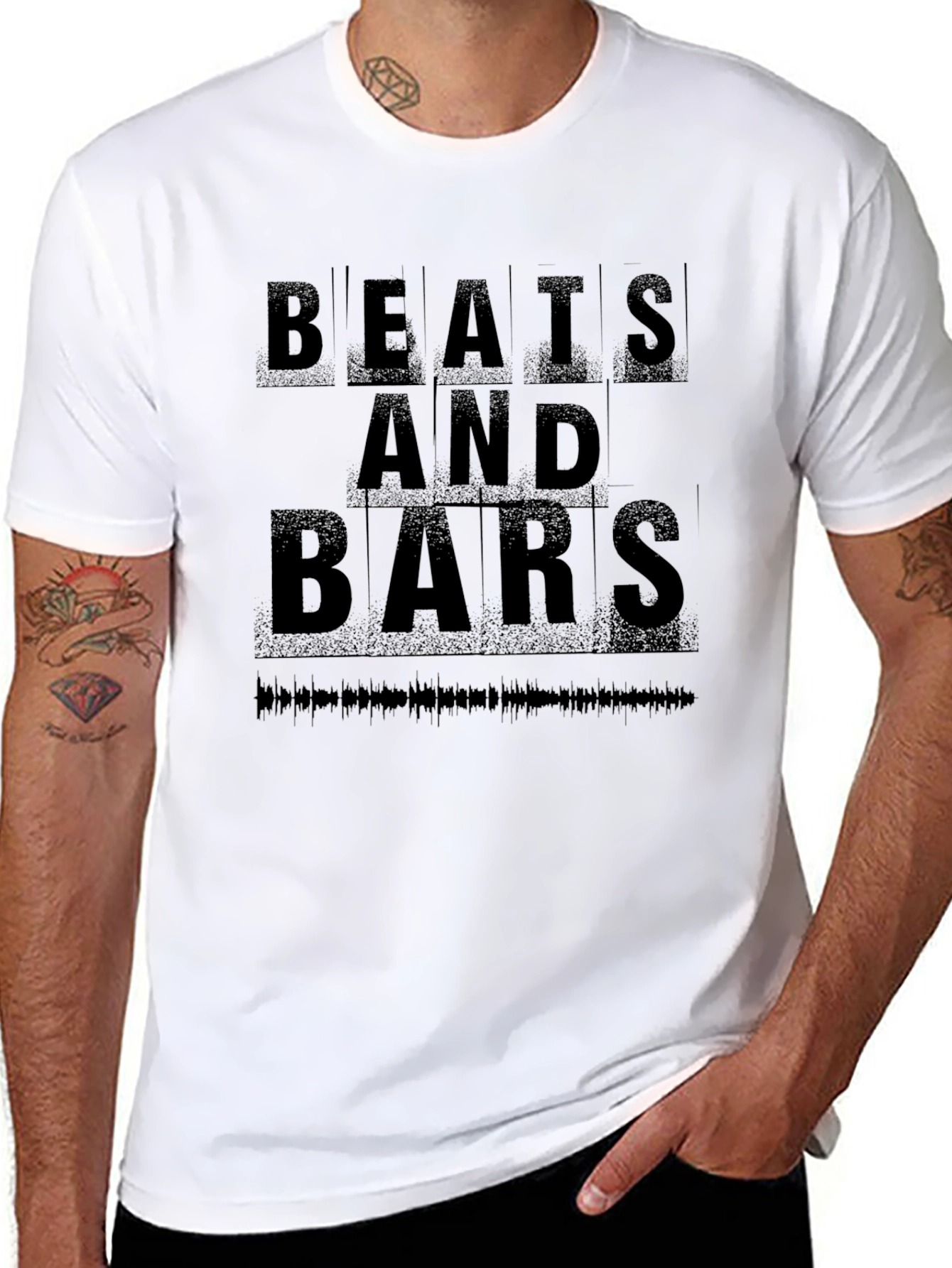Beats and Bars Graphic Tee - Black Cotton Blend