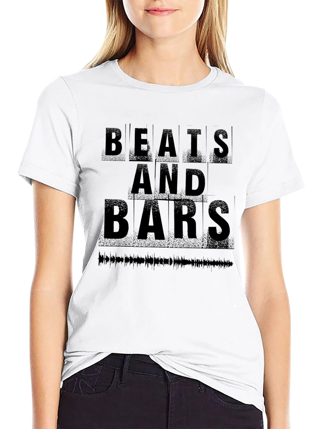 Beats and Bars Graphic Tee - Black Cotton Blend