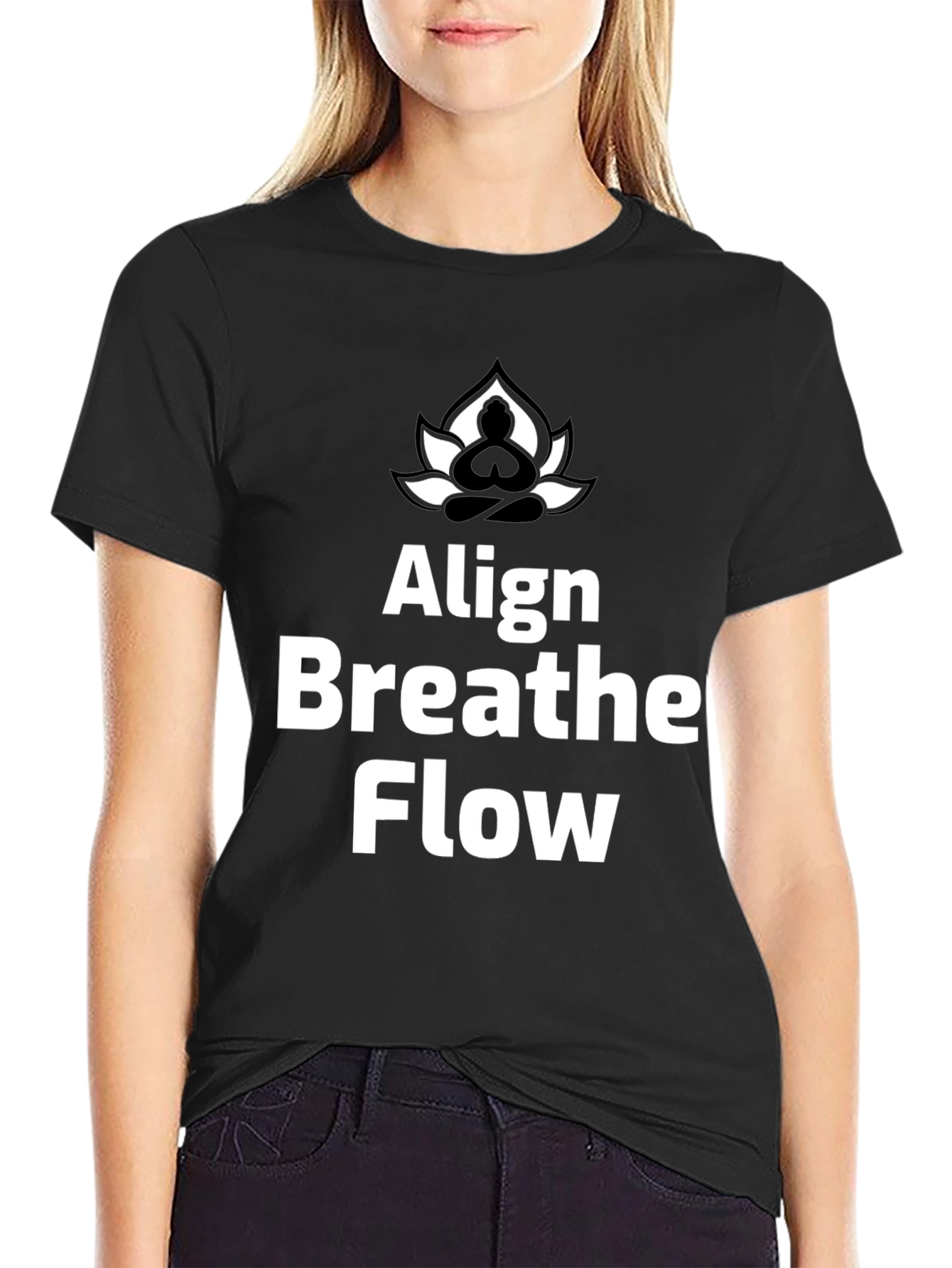 Align Breathe Flow Yoga T-Shirt - Black Cotton Tee