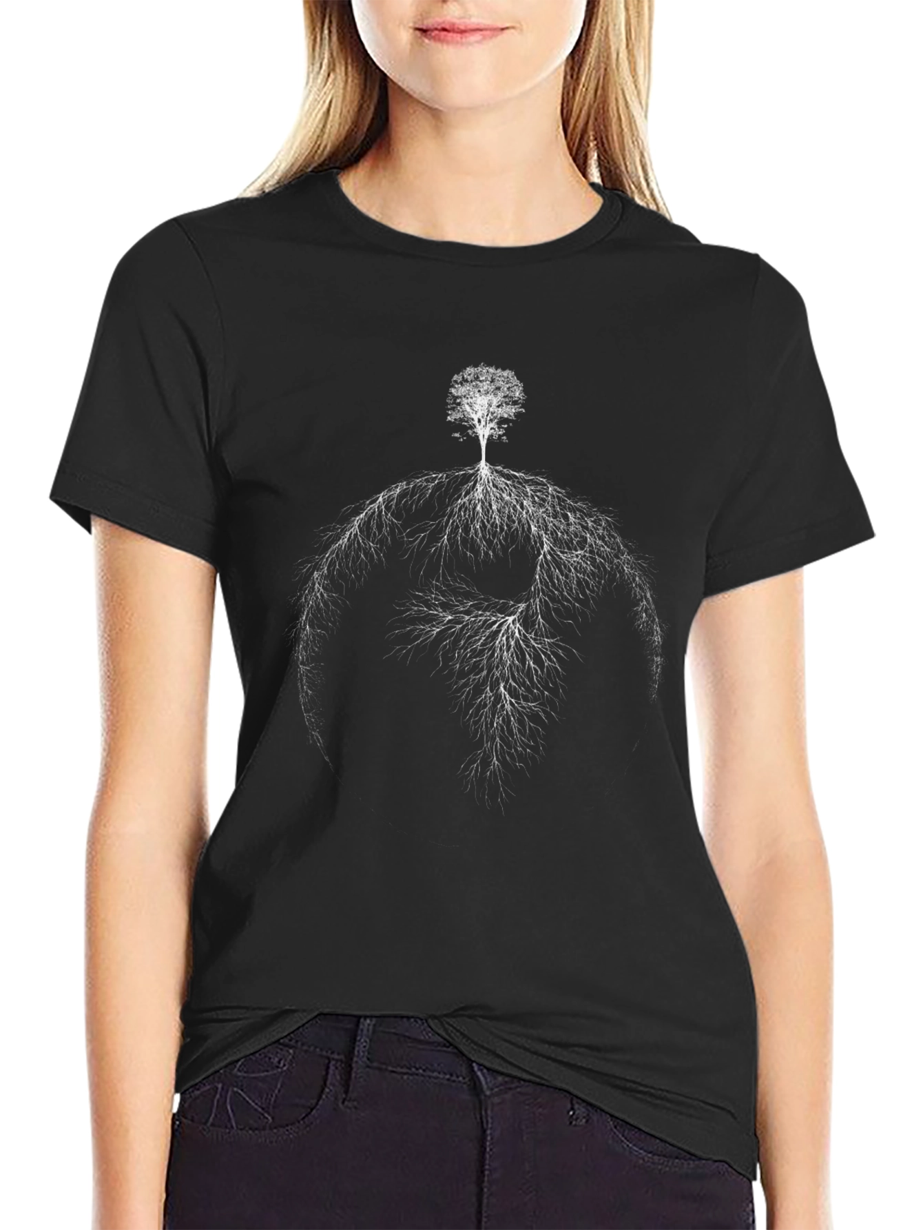 Tree of Life Black T-Shirt - Unique Root Design