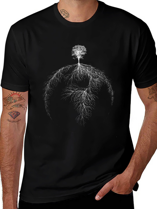 Tree of Life Black T-Shirt - Unique Root Design