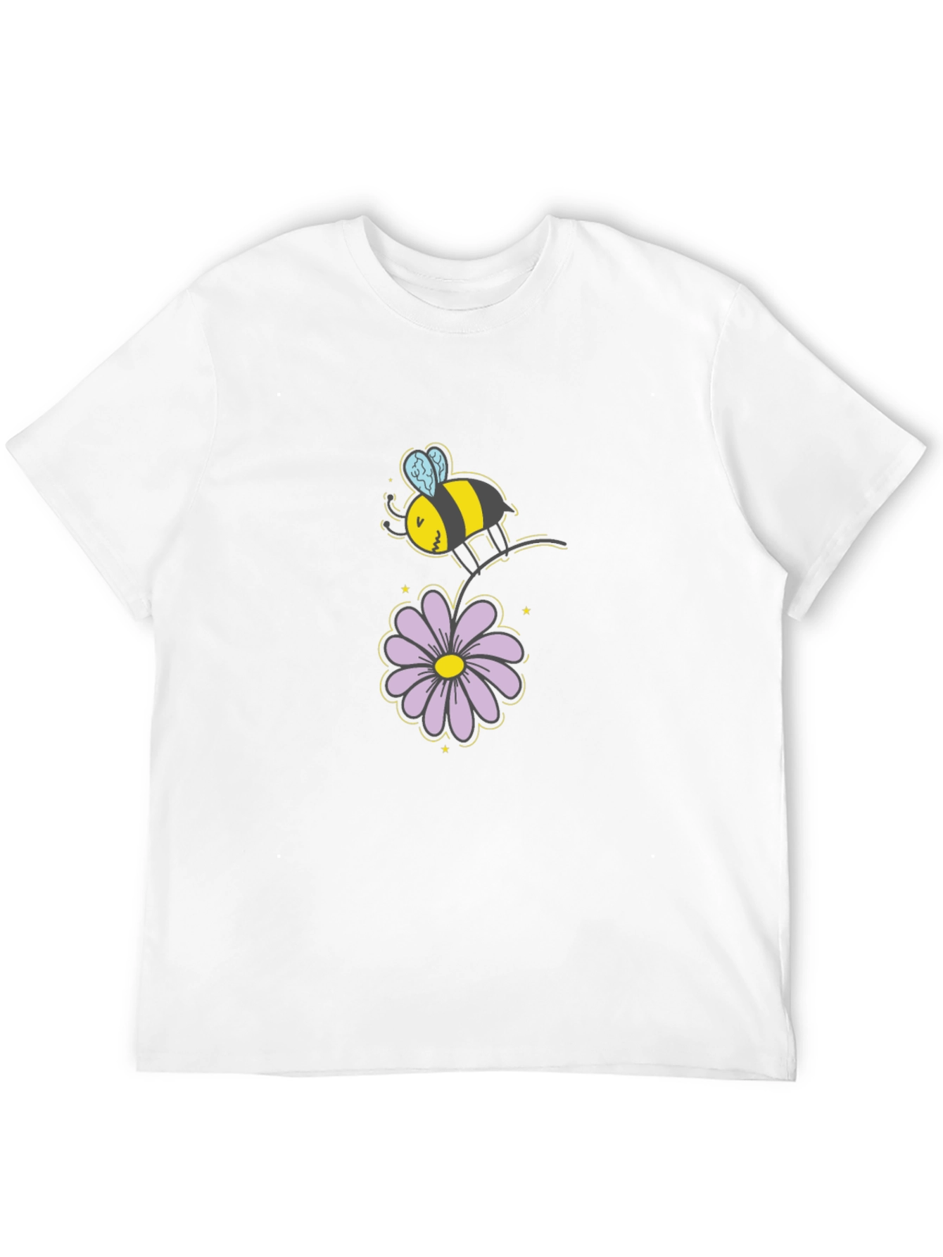 Bee and Flower Graphic T-Shirt - Black