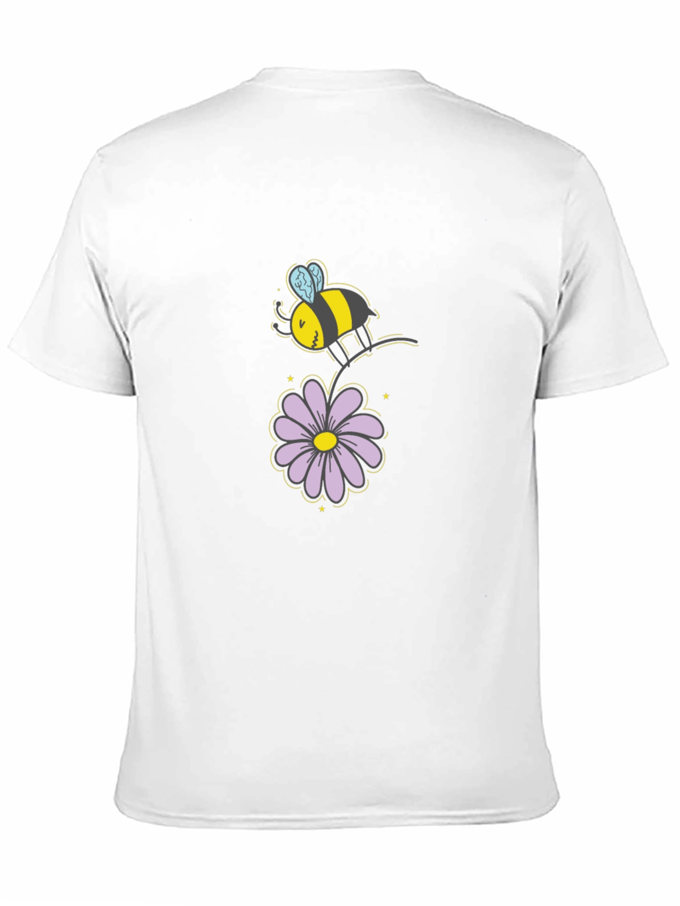 Bee and Flower Graphic T-Shirt - Black